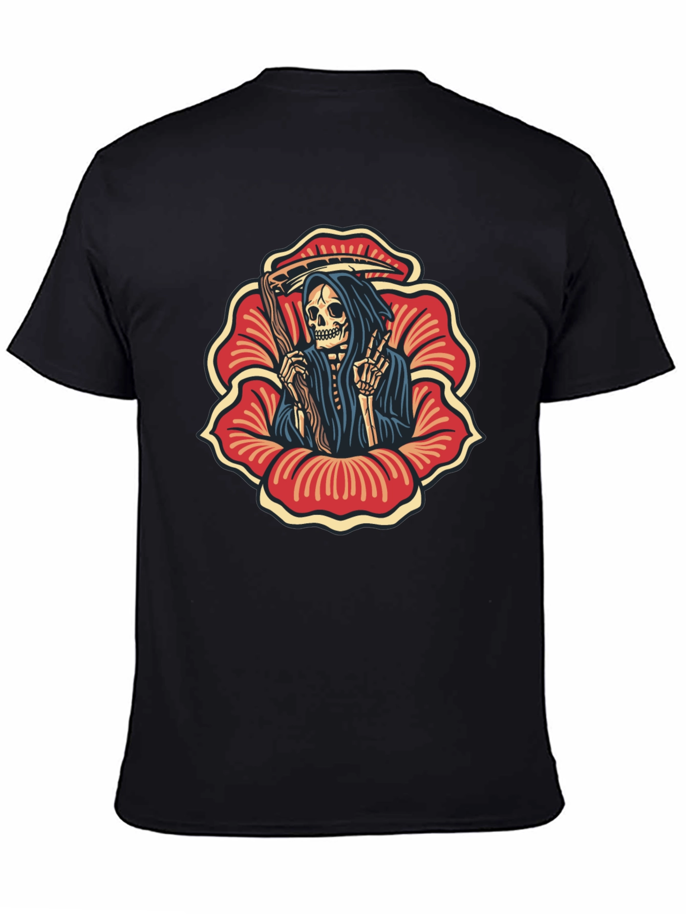 Grim Reaper Flower Black T-Shirt