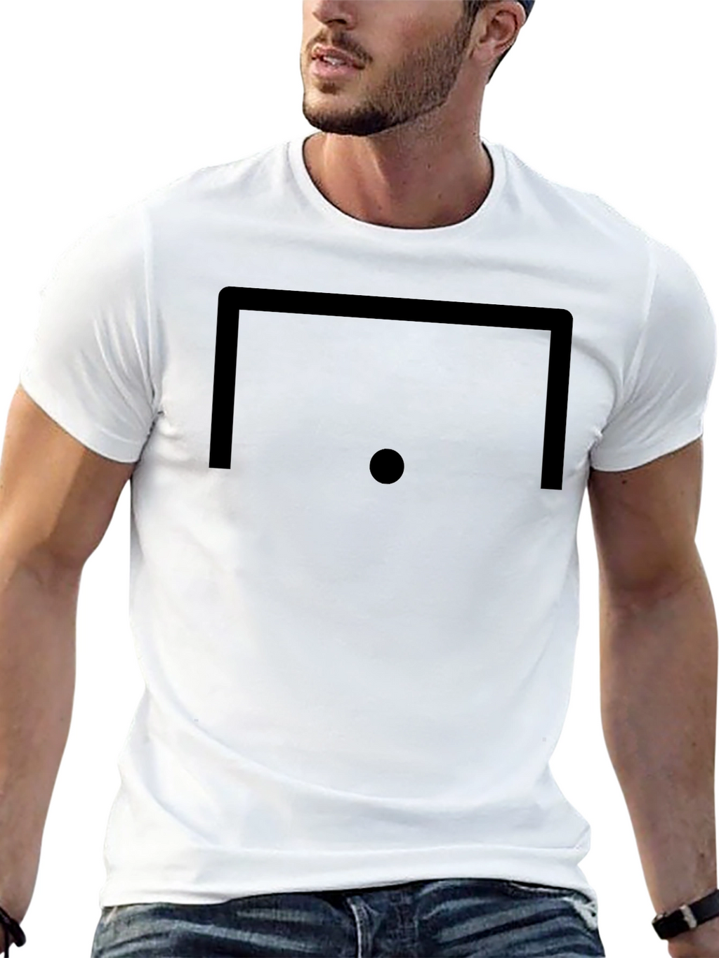 Minimalist Soccer Goal Graphic T-Shirt - Black