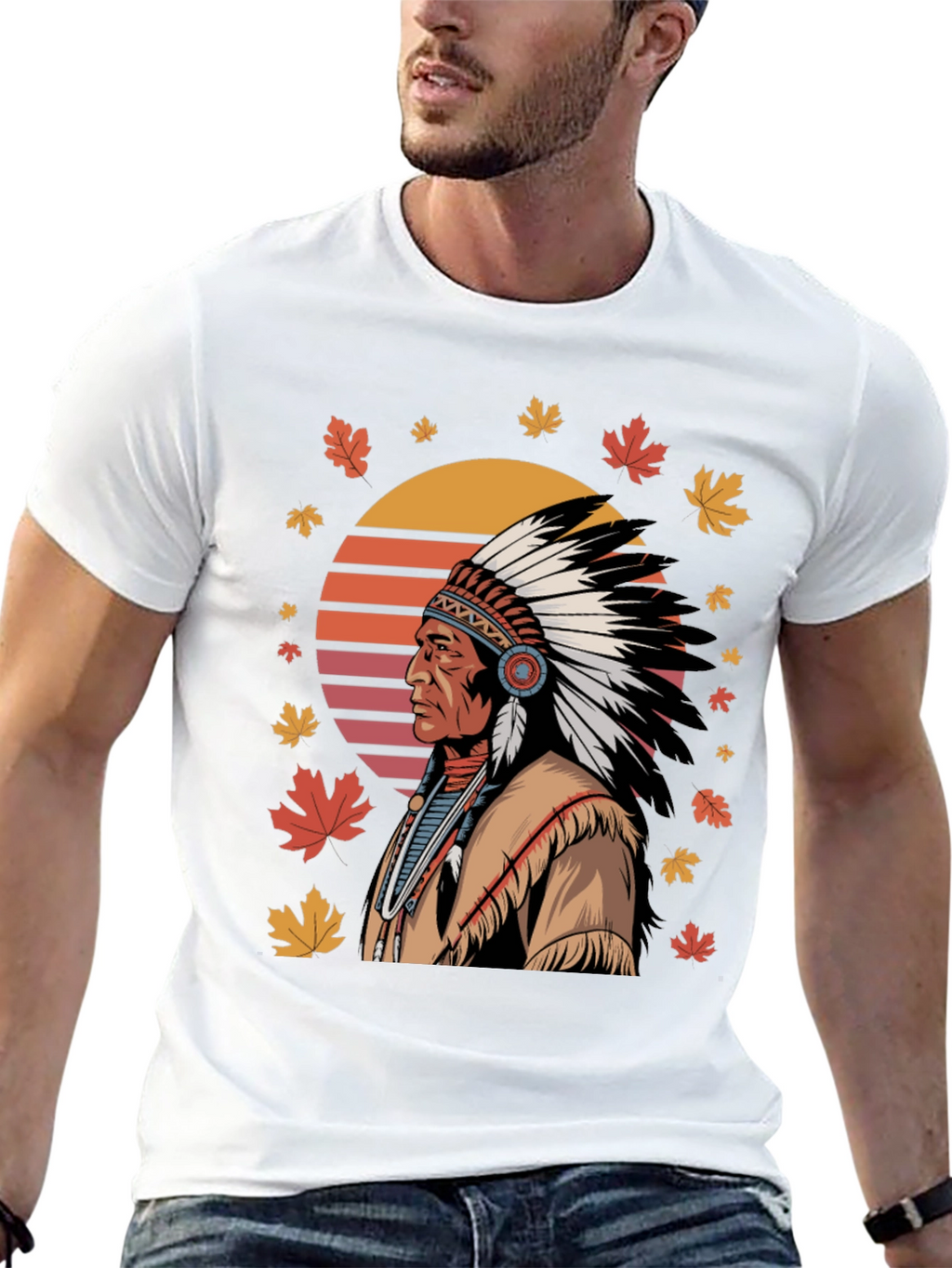 Native American Chief T-Shirt - Black Cotton Tee