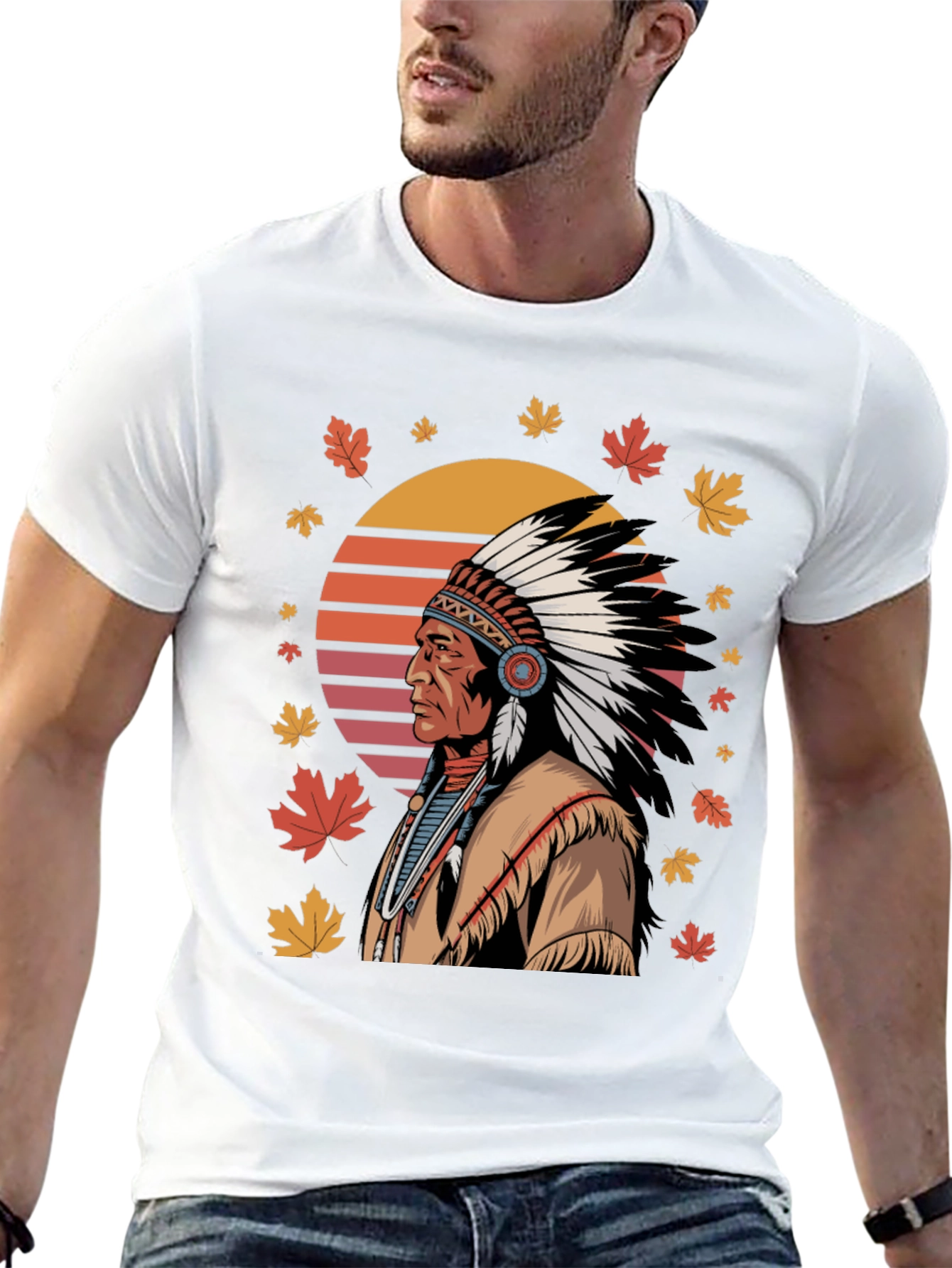 Native American Chief T-Shirt - Black Cotton Tee
