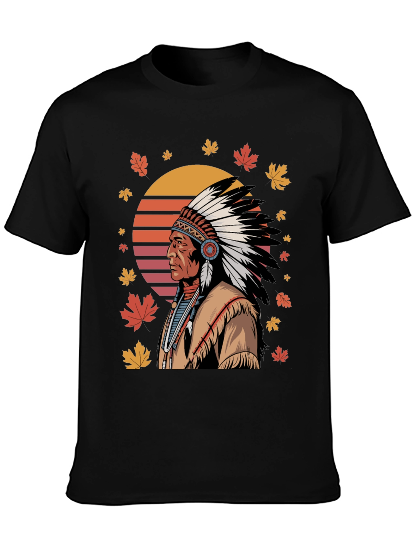 Native American Chief T-Shirt - Black Cotton Tee