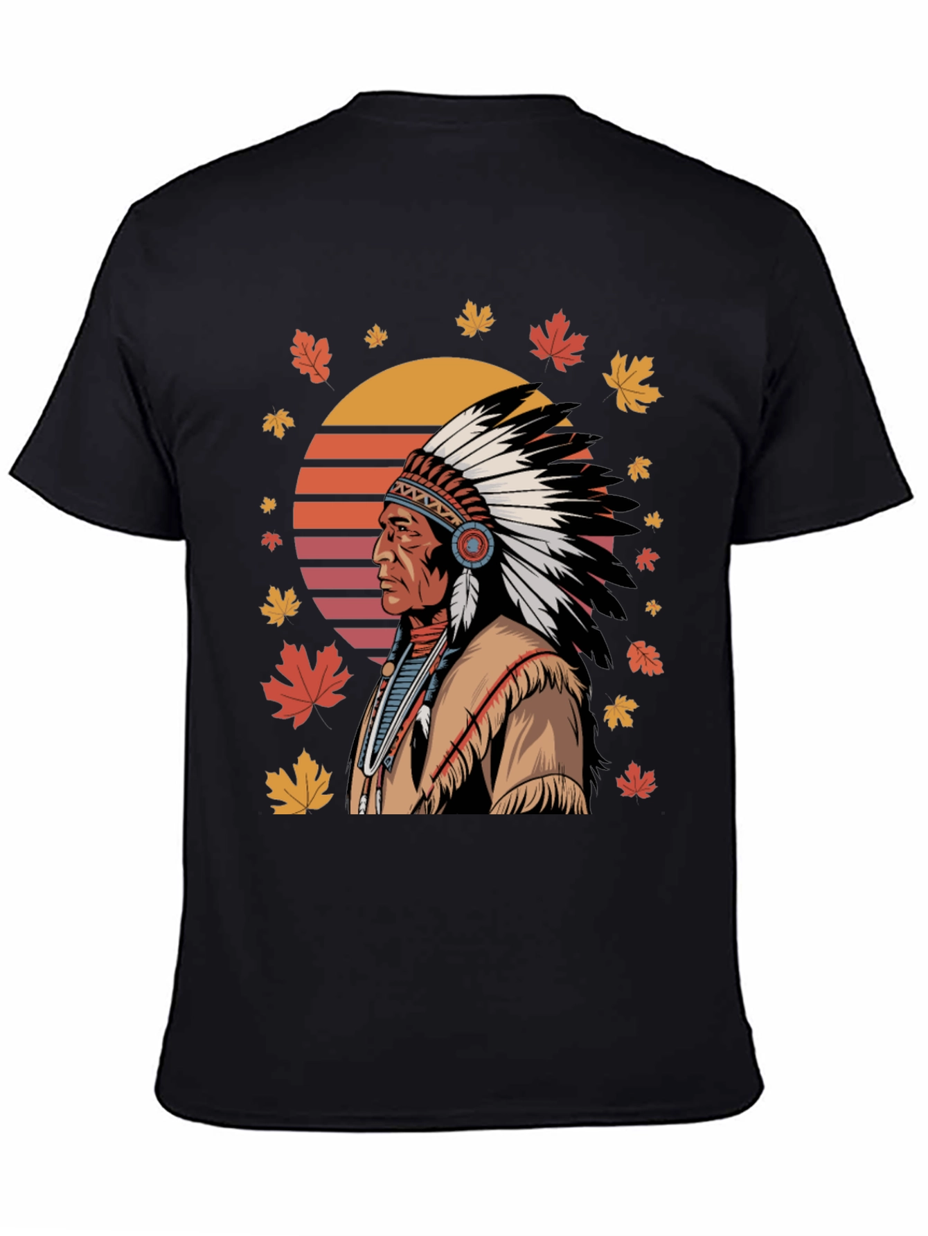 Native American Chief T-Shirt - Black Cotton Tee