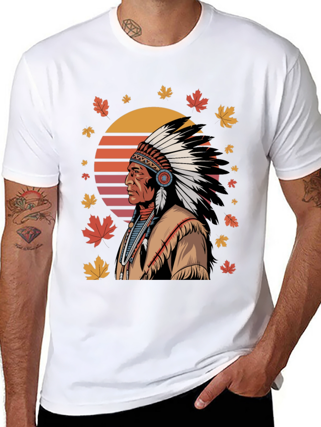 Native American Chief T-Shirt - Black Cotton Tee