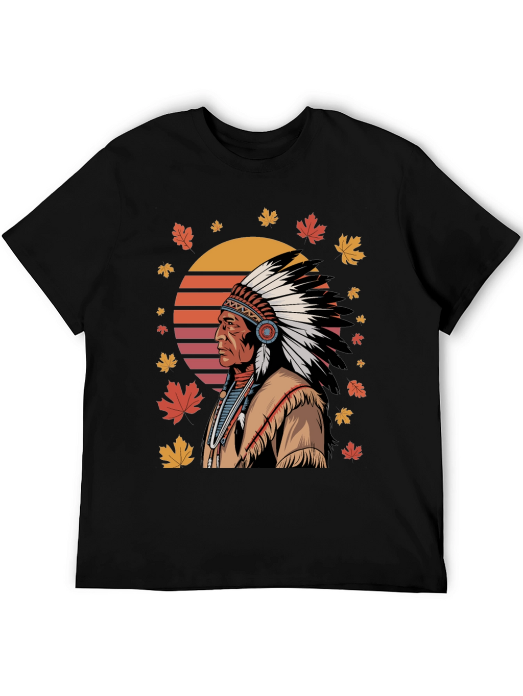 Native American Chief T-Shirt - Black Cotton Tee