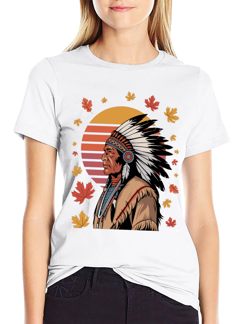 Native American Chief T-Shirt - Black Cotton Tee