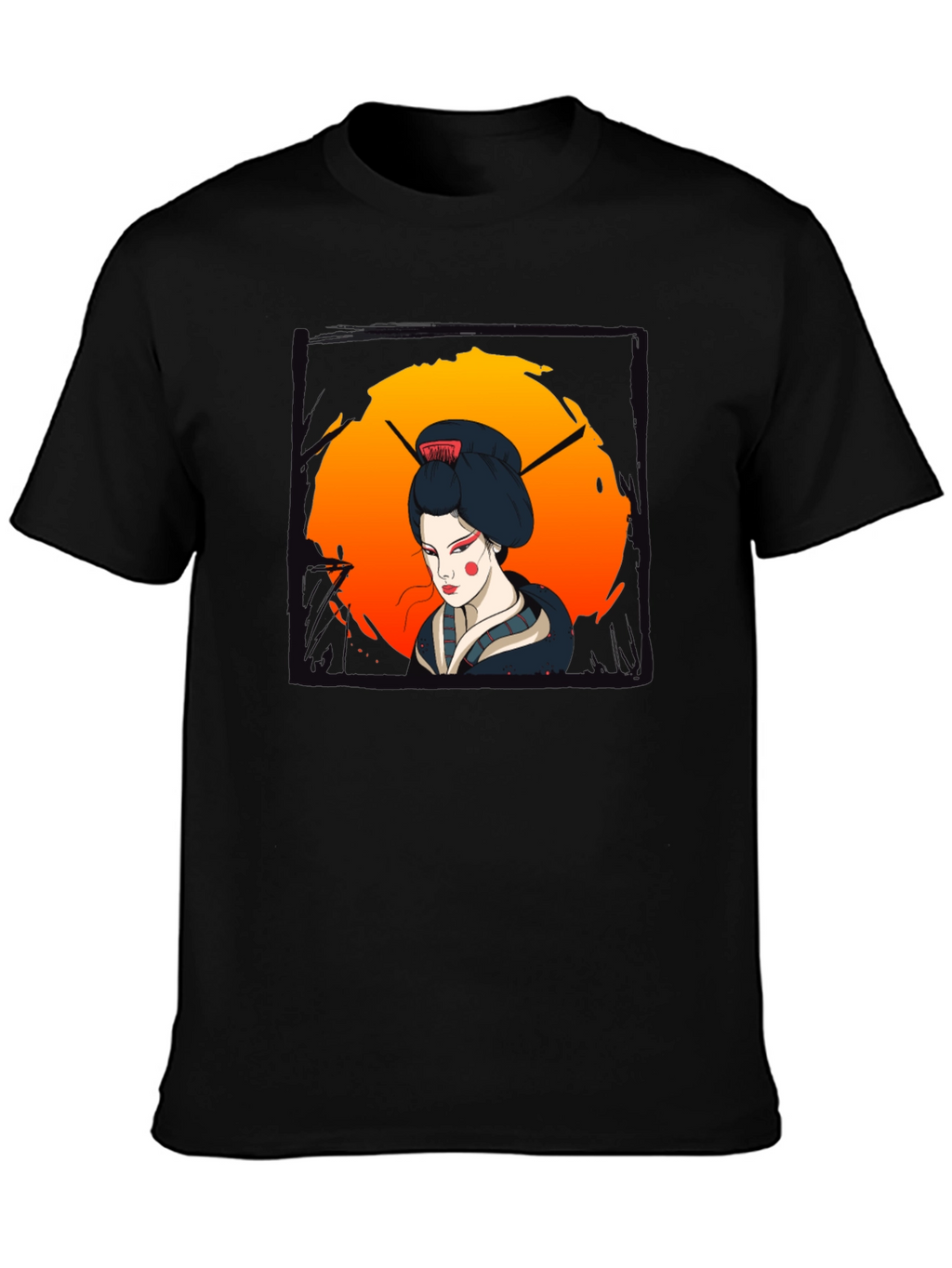 Geisha Graphic Print Black T-Shirt