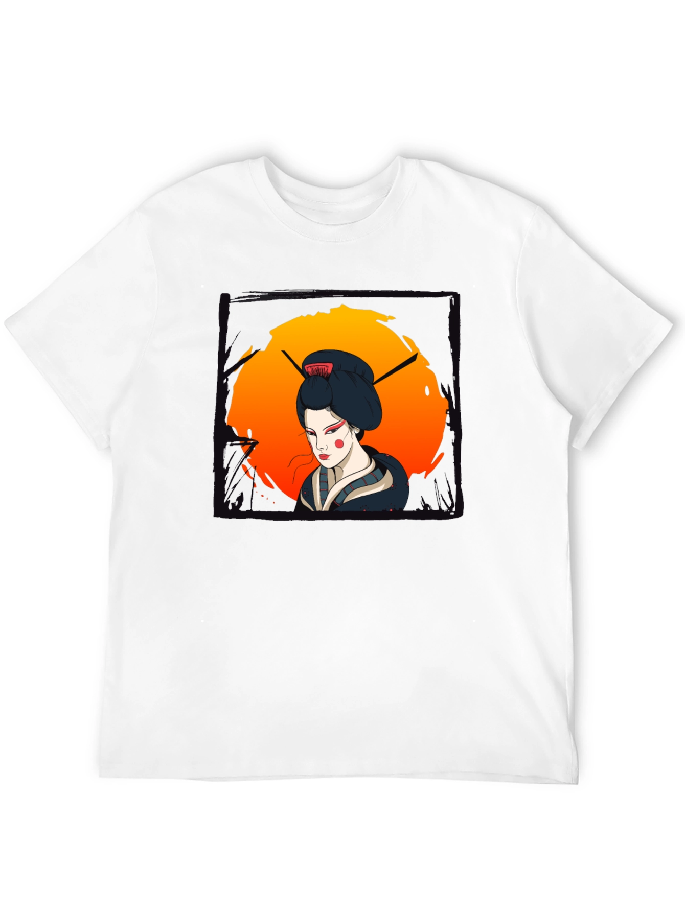Geisha Graphic Print Black T-Shirt