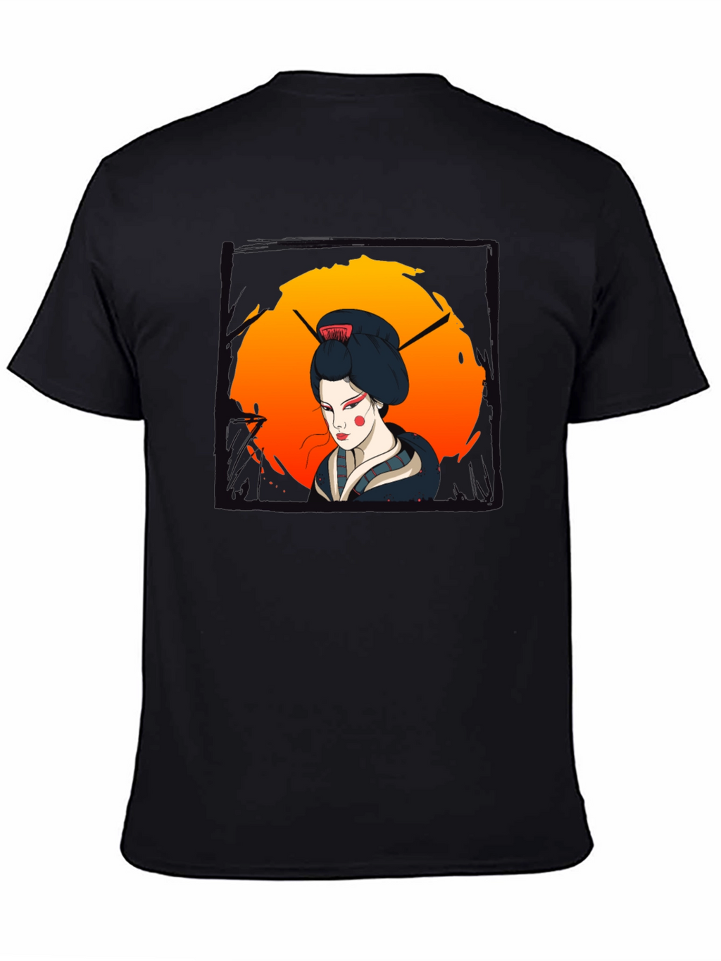 Geisha Graphic Print Black T-Shirt