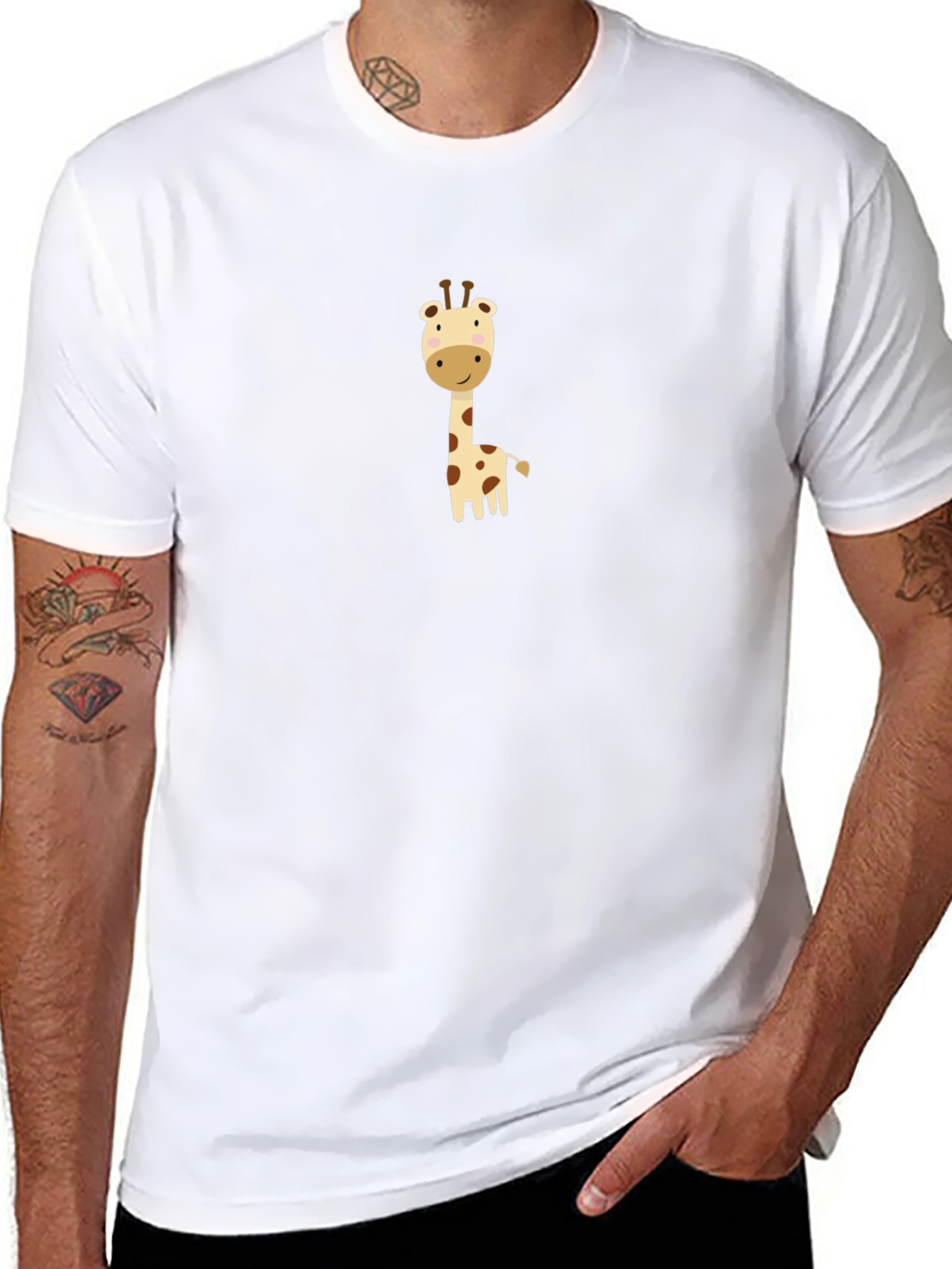 Giraffe Graphic Tee - Black Cotton Shirt