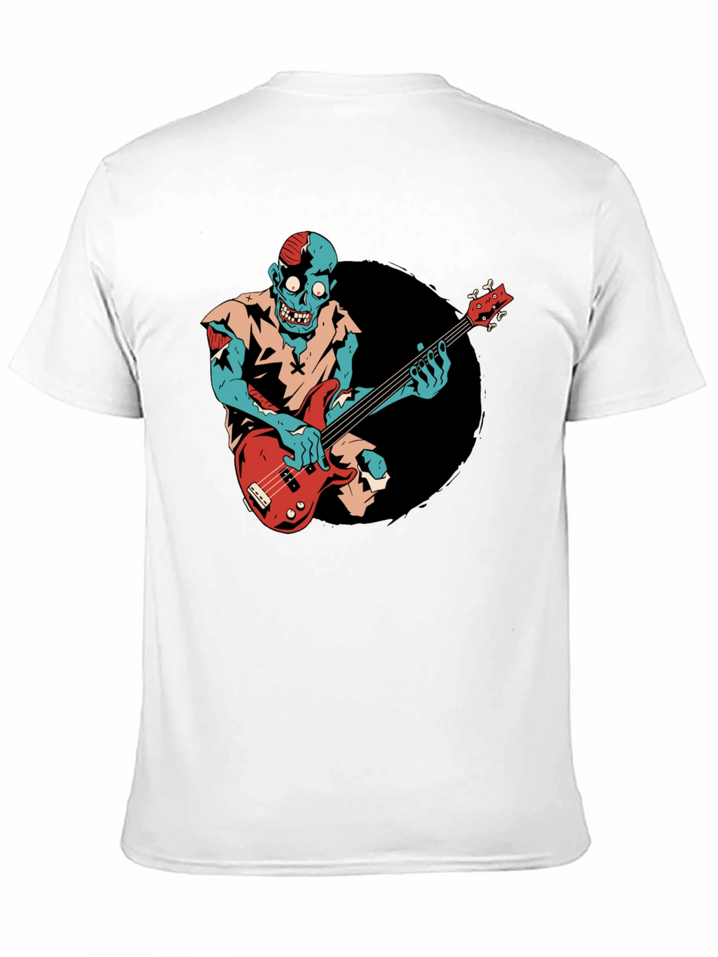 Zombie Bass Player Graphic Tee - Black Cotton T-Shirt