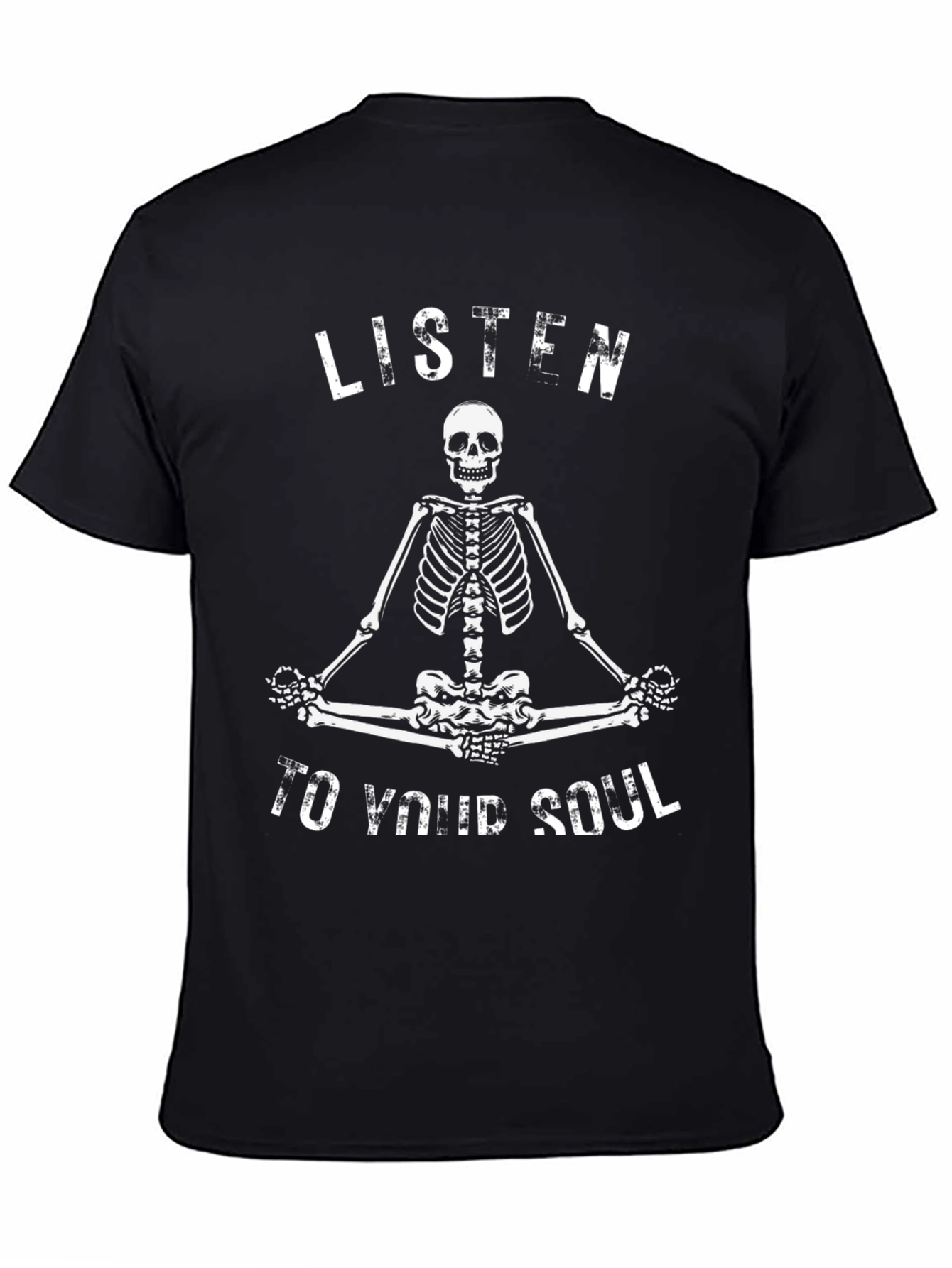 Skeleton Meditation Graphic Tee - Listen To Your Soul Black T-Shirt