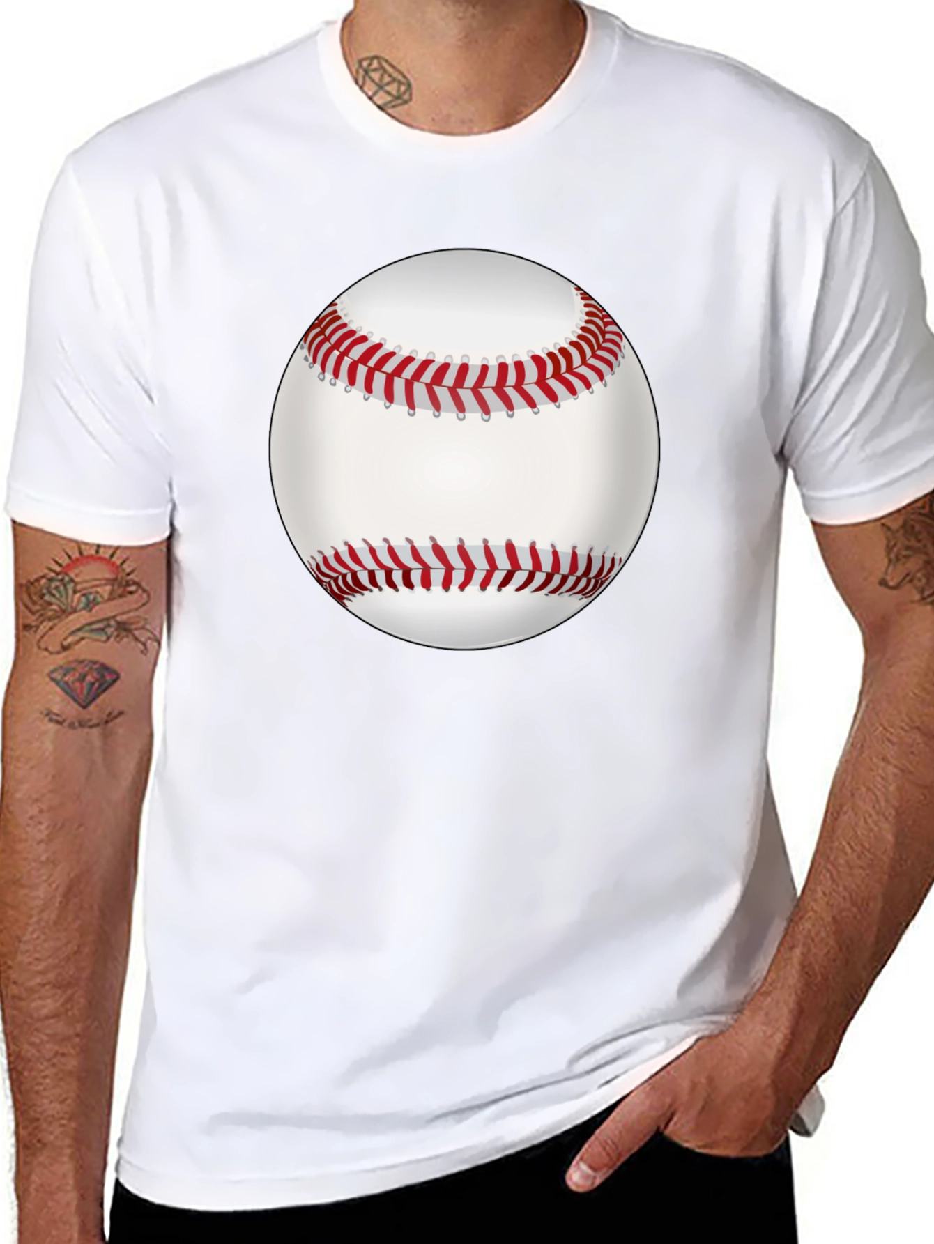Baseball Graphic Tee - Black Cotton Casual Shirt