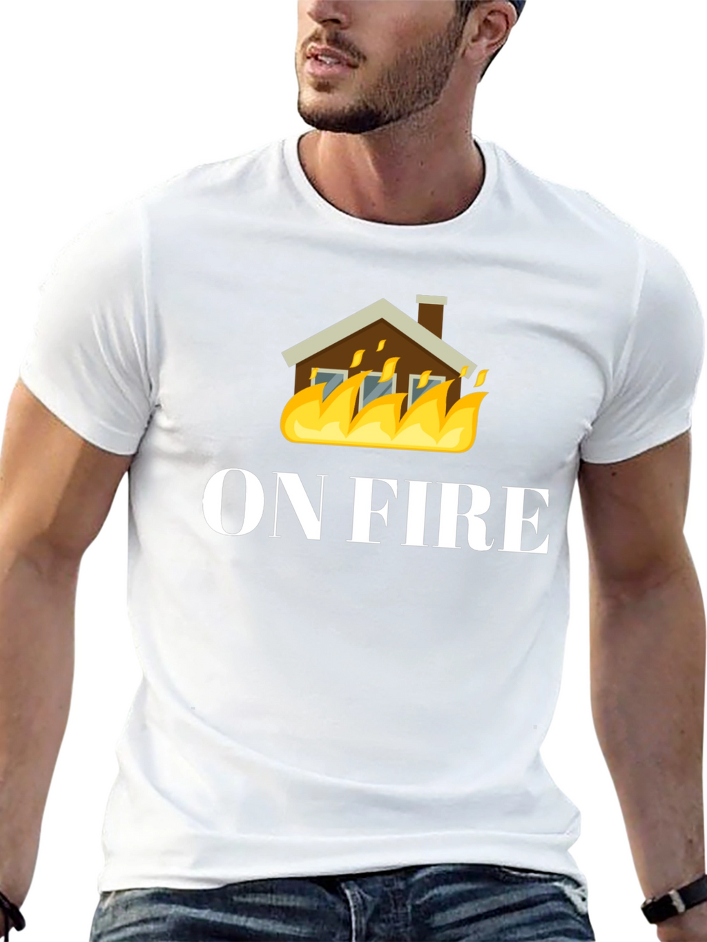 On Fire Graphic Tee - Black Cotton T-Shirt