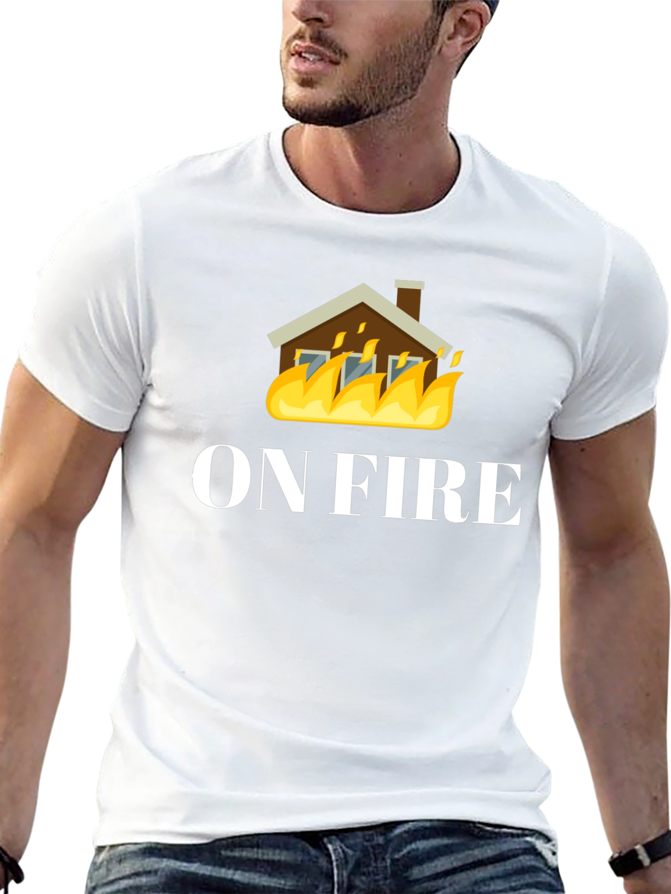 On Fire Graphic Tee - Black Cotton T-Shirt
