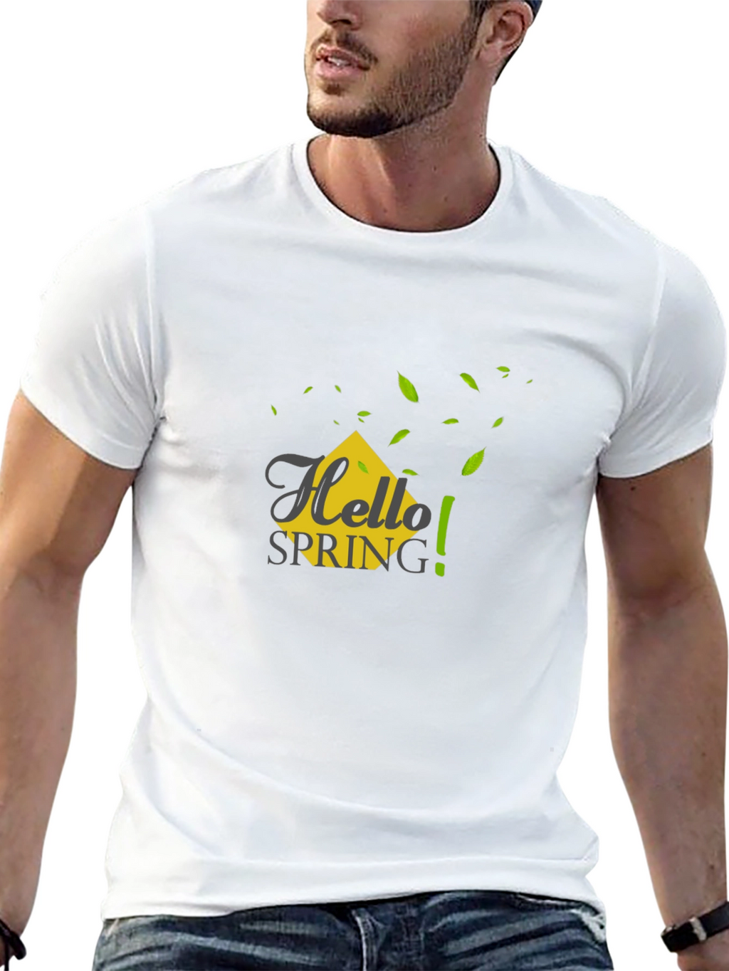 Hello Spring Graphic Tee - Black Casual T-Shirt