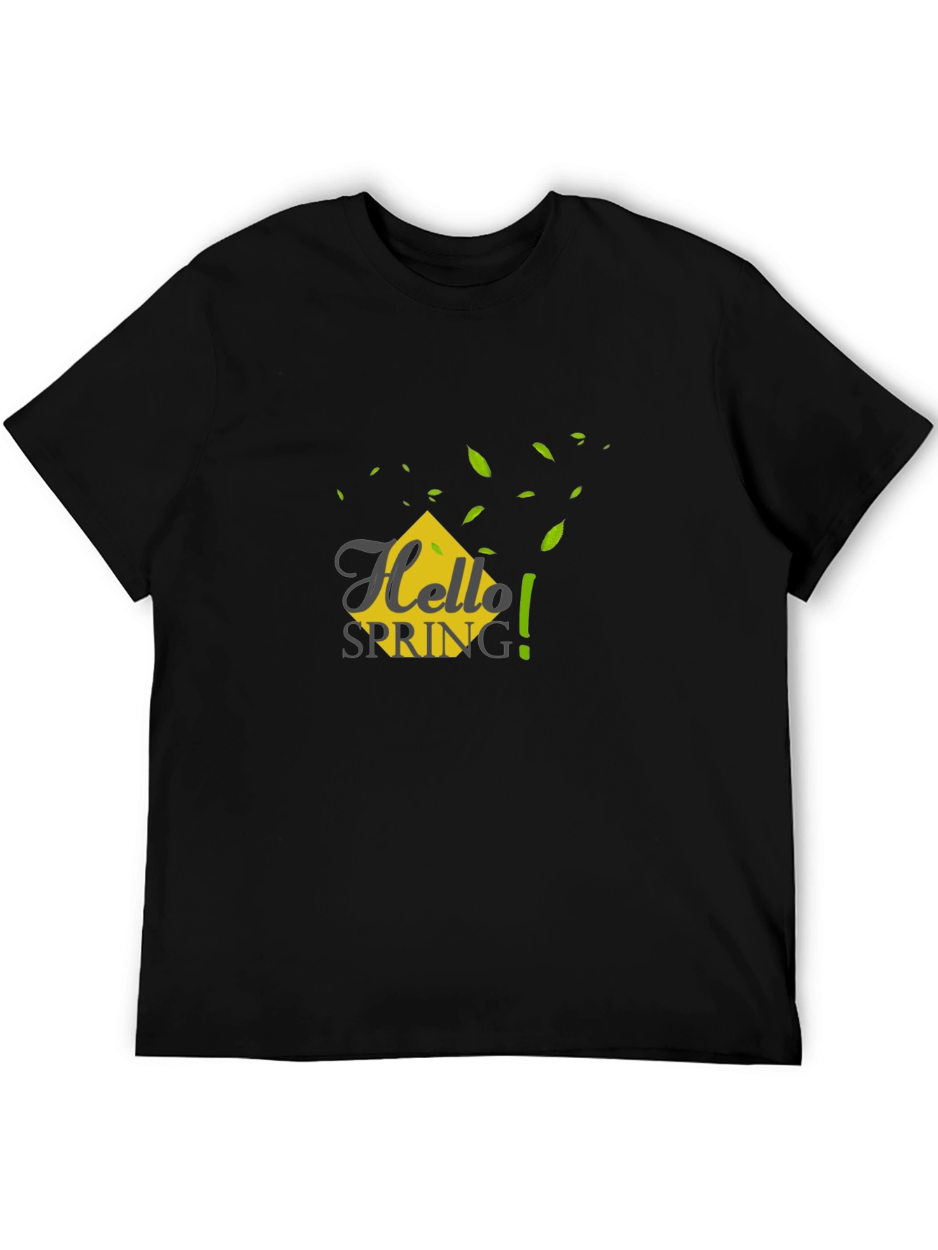 Hello Spring Graphic Tee - Black Casual T-Shirt