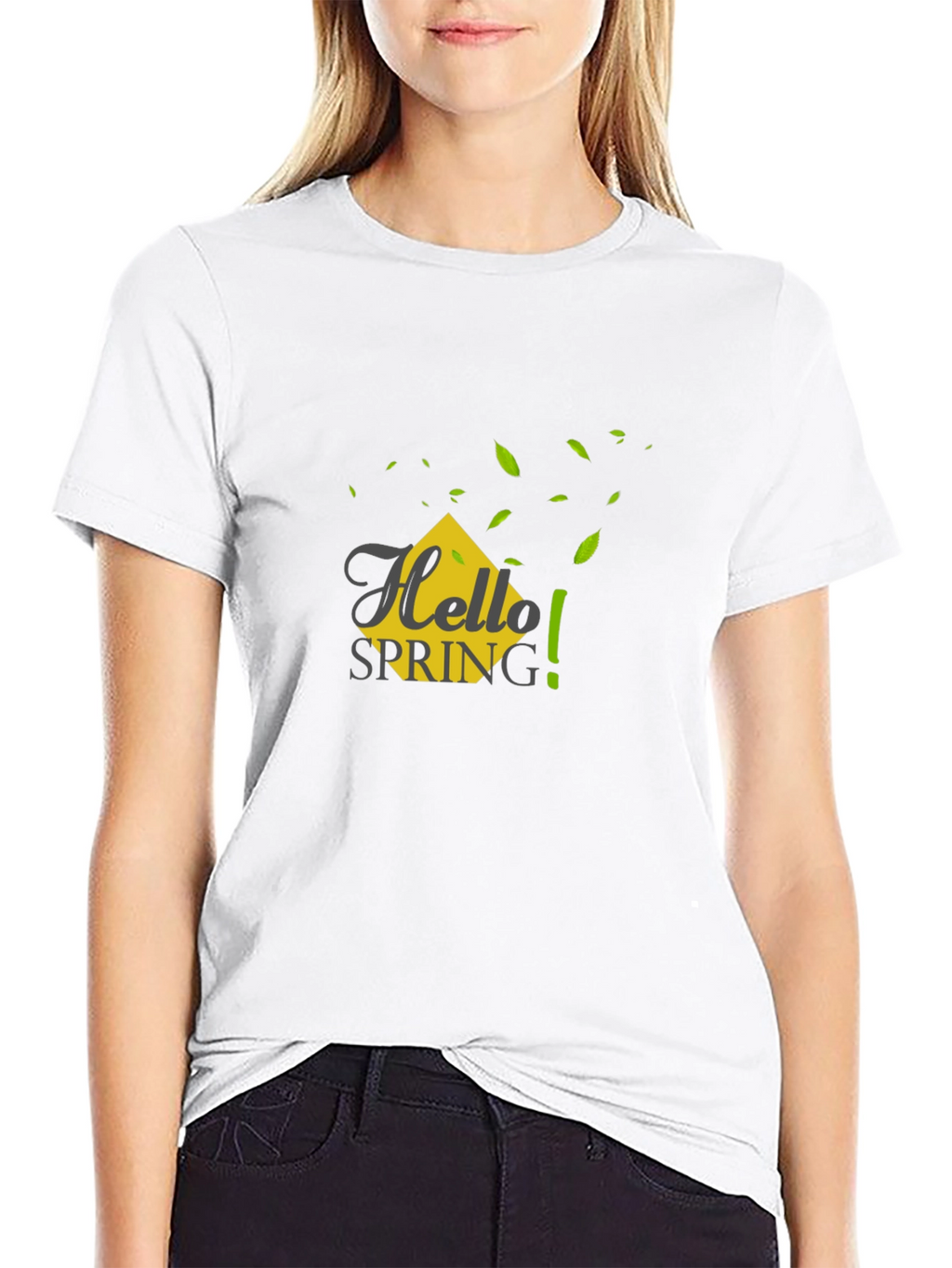 Hello Spring Graphic Tee - Black Casual T-Shirt