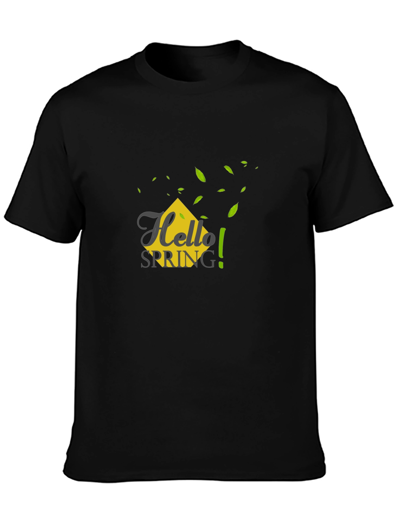 Hello Spring Graphic Tee - Black Casual T-Shirt