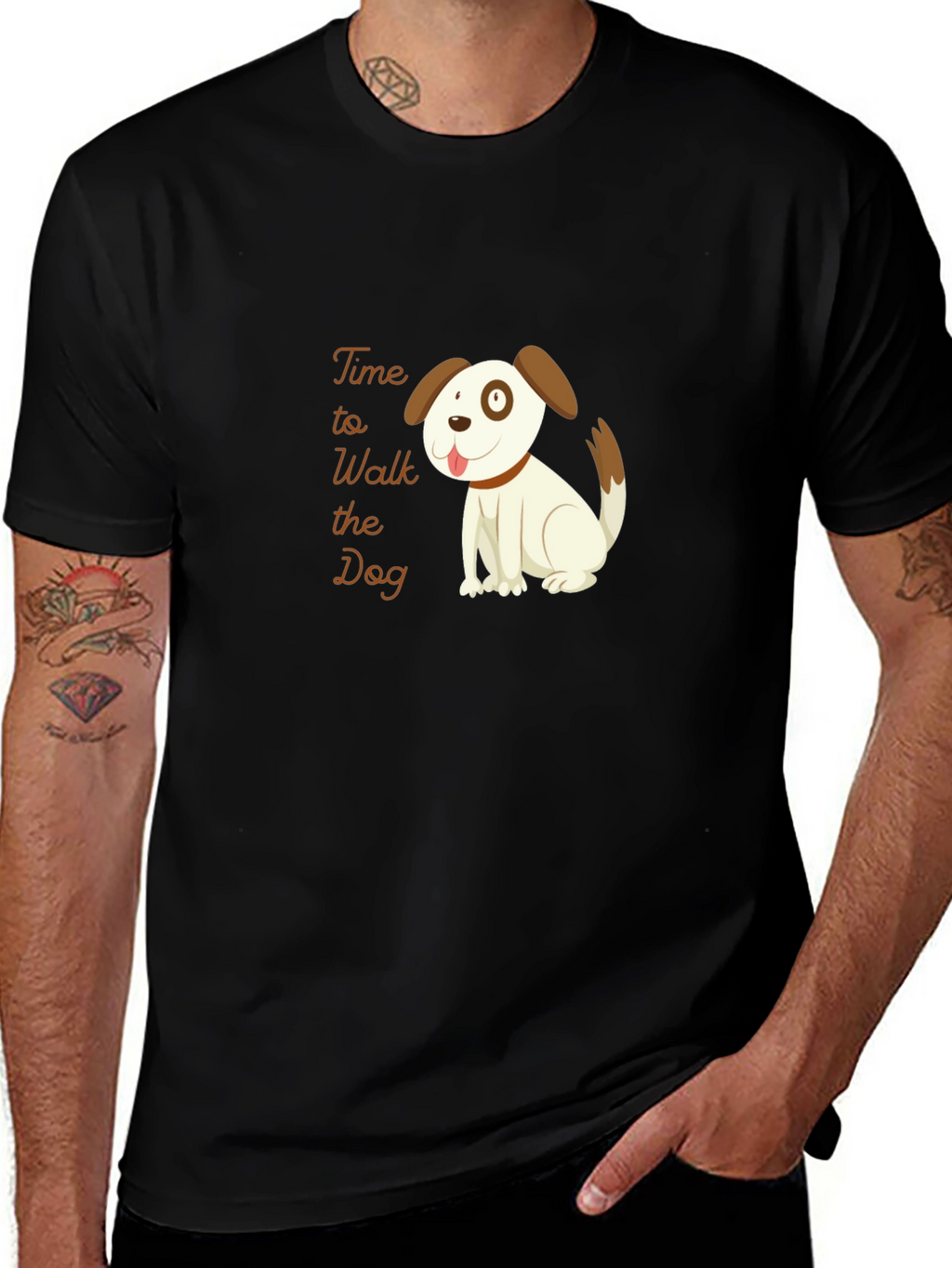 Time to Walk the Dog Black T-Shirt