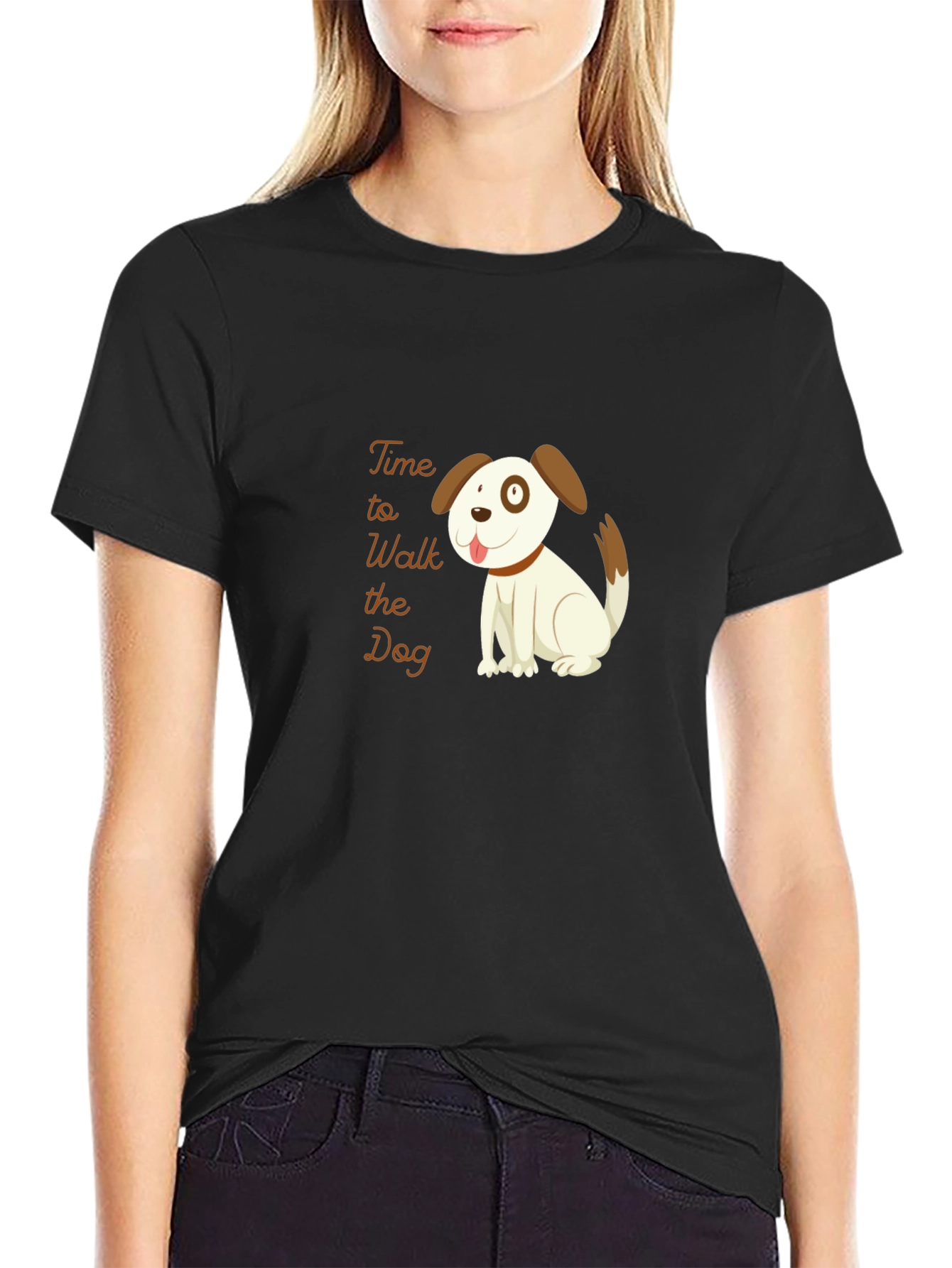 Time to Walk the Dog Black T-Shirt