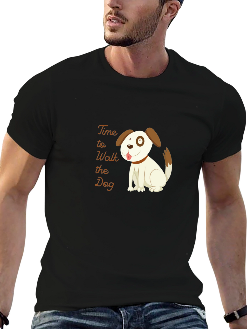Time to Walk the Dog Black T-Shirt