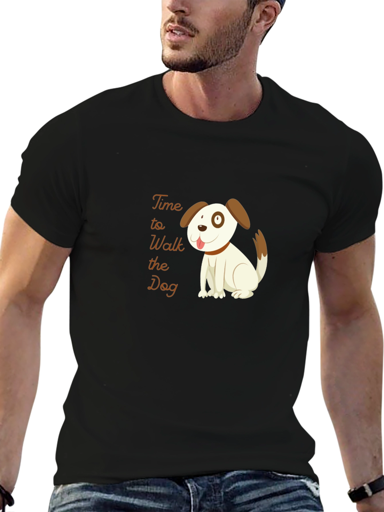 Time to Walk the Dog Black T-Shirt