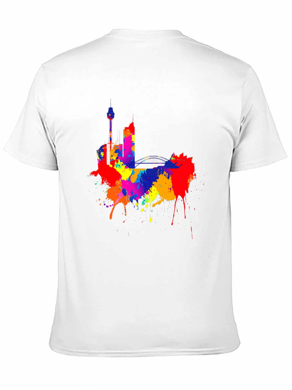 Colorful Cityscape Black T-Shirt