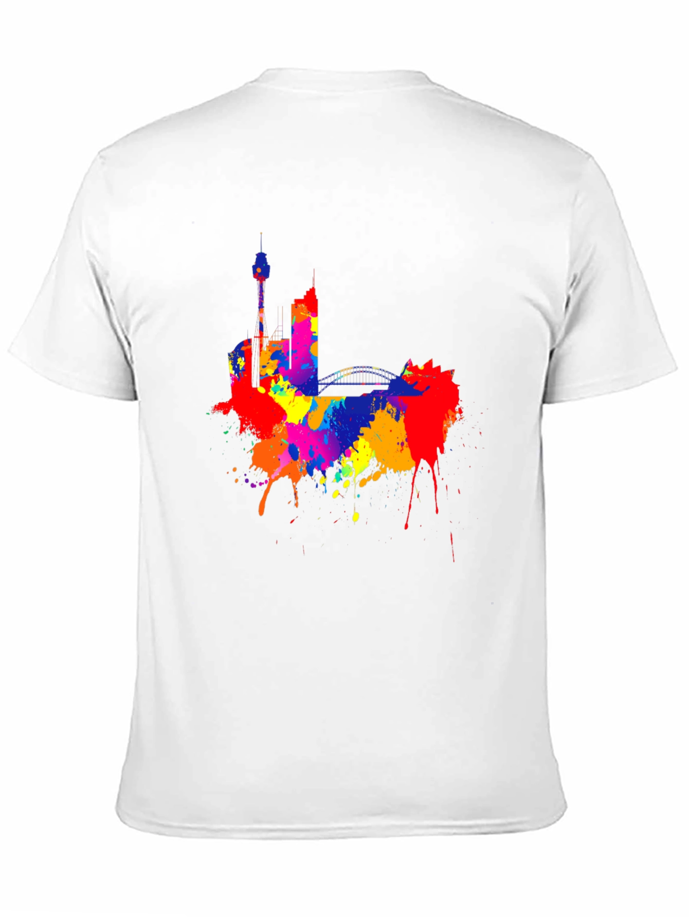 Colorful Cityscape Black T-Shirt