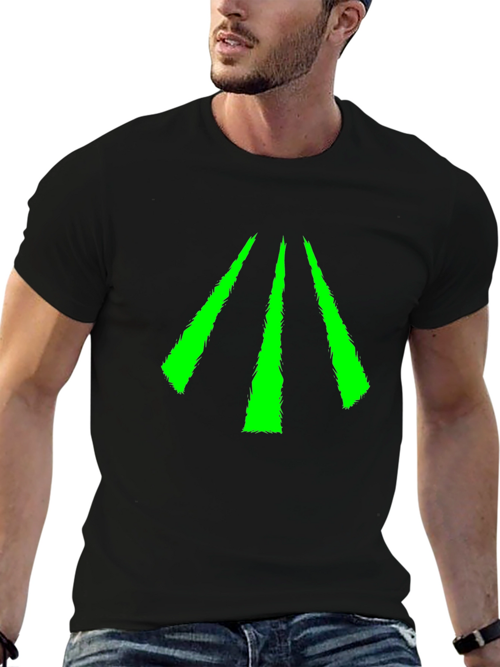 Neon Green Arrow Graphic Black Tee