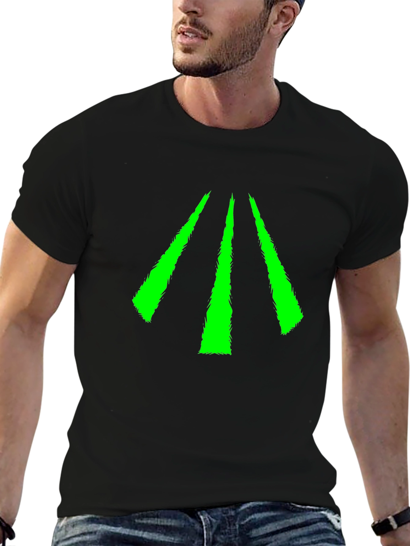Neon Green Arrow Graphic Black Tee