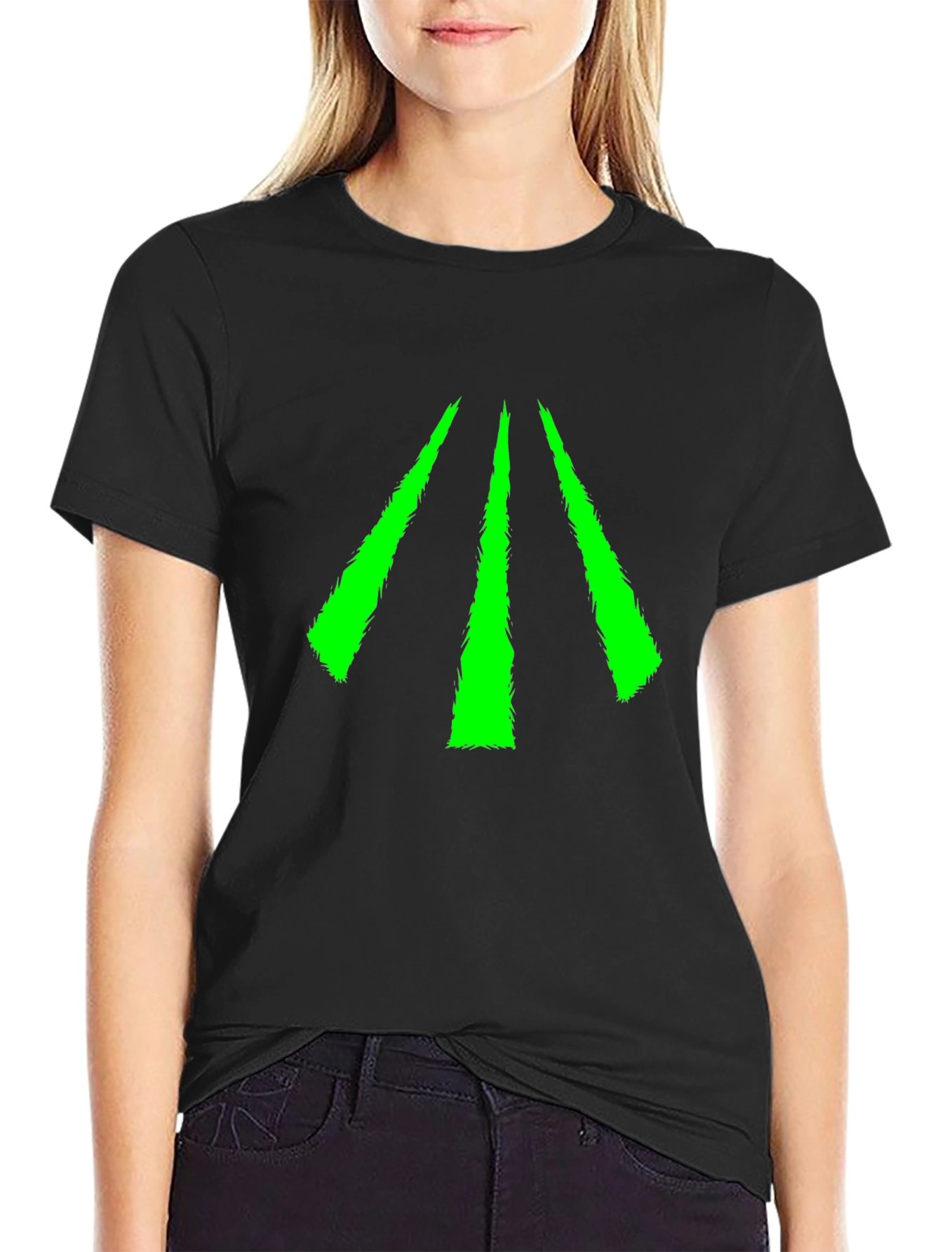 Neon Green Arrow Graphic Black Tee