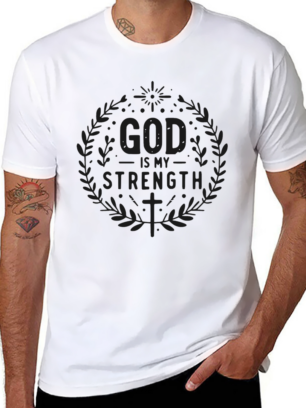 God is My Strength Black Graphic Tee