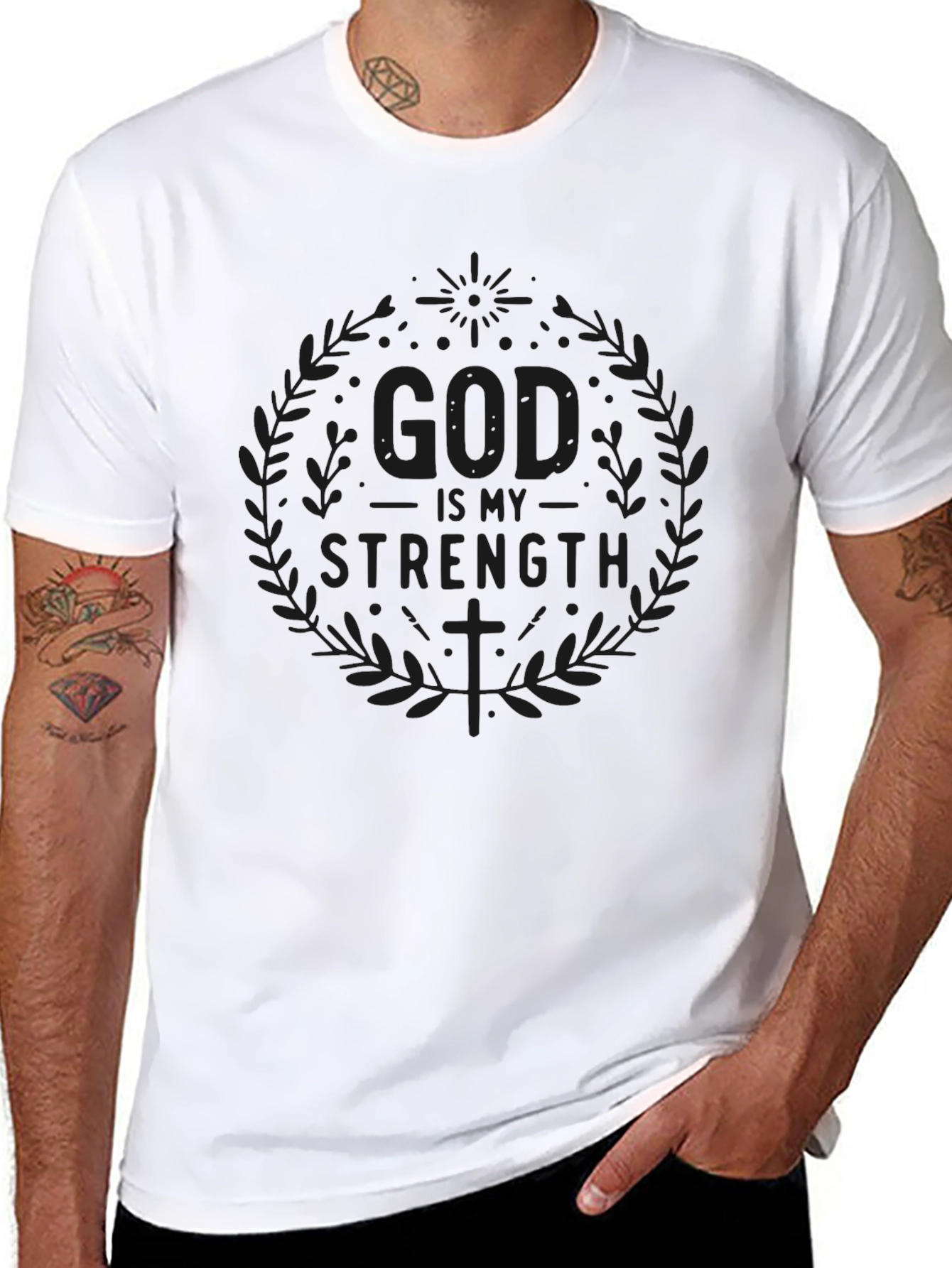 God is My Strength Black Graphic Tee