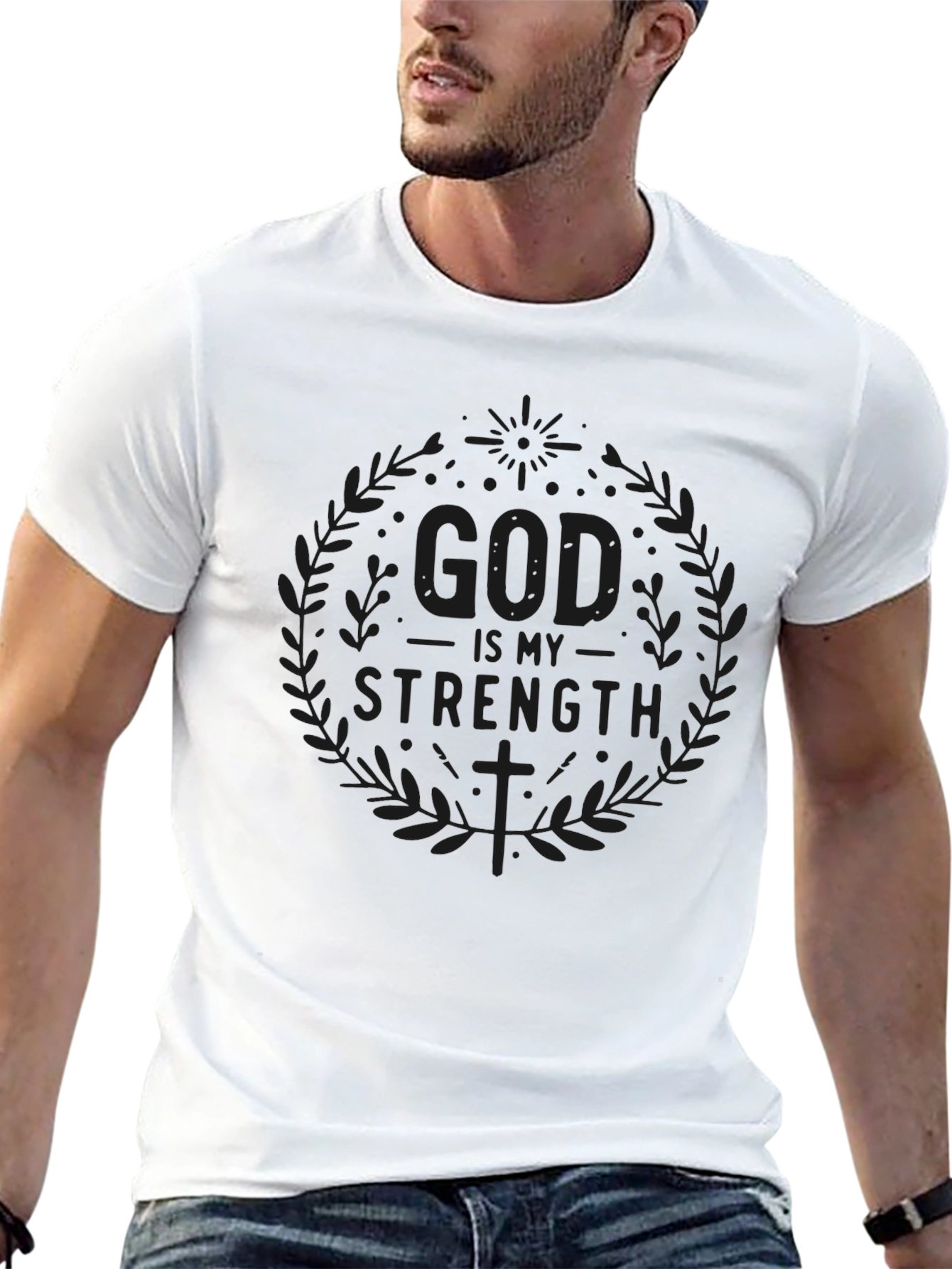 God is My Strength Black Graphic Tee