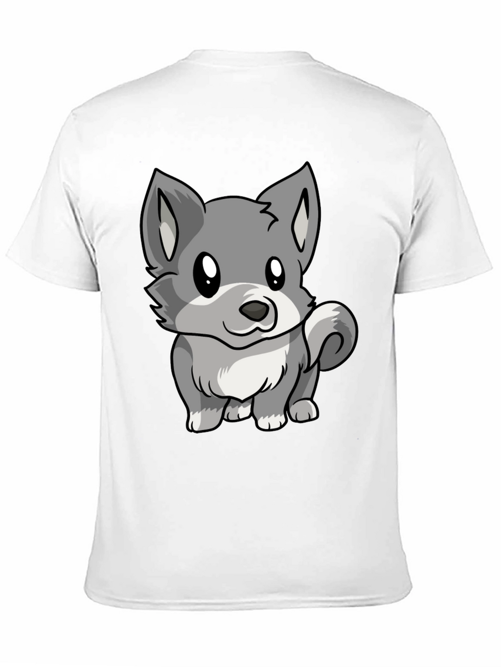 Cute Cartoon Wolf Graphic Black T-Shirt