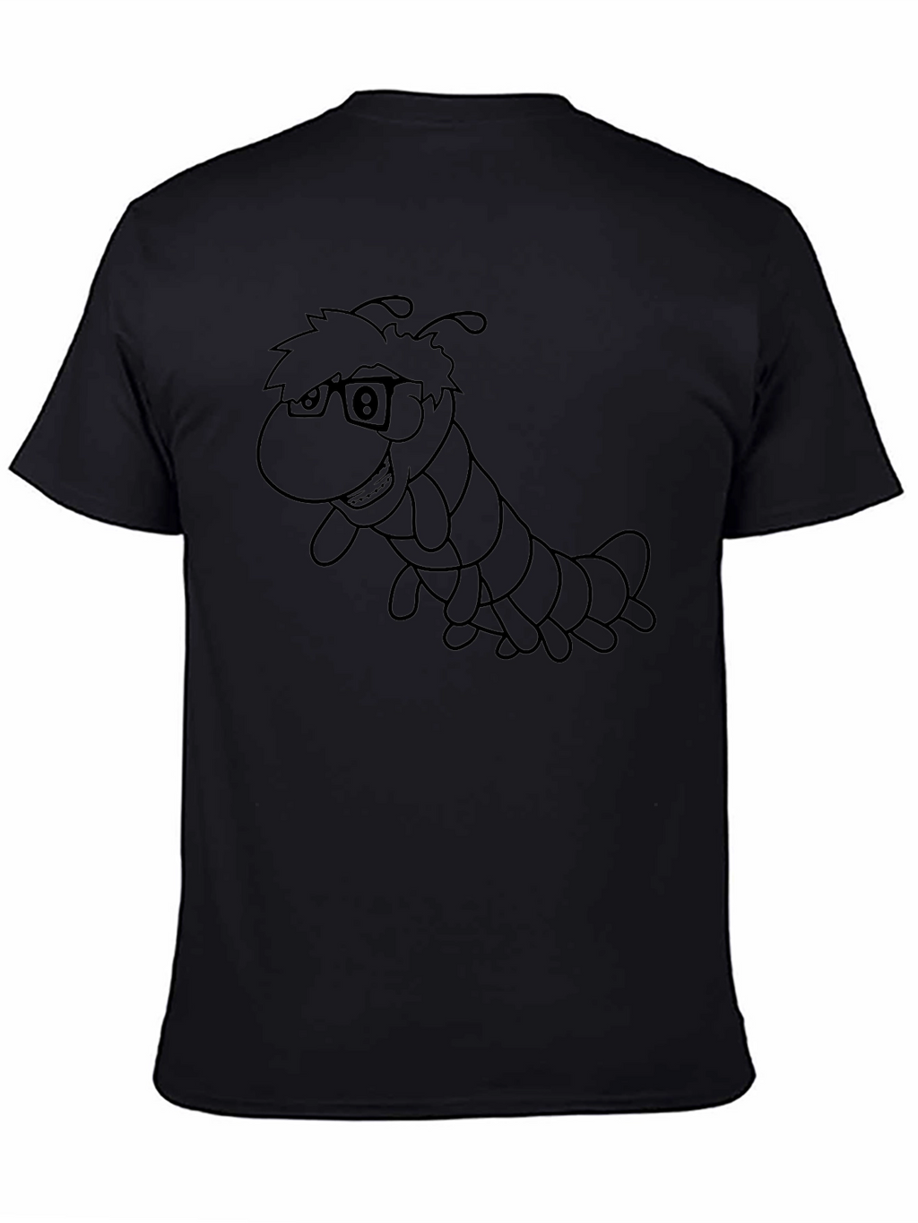 Cartoon Caterpillar Graphic Black T-Shirt
