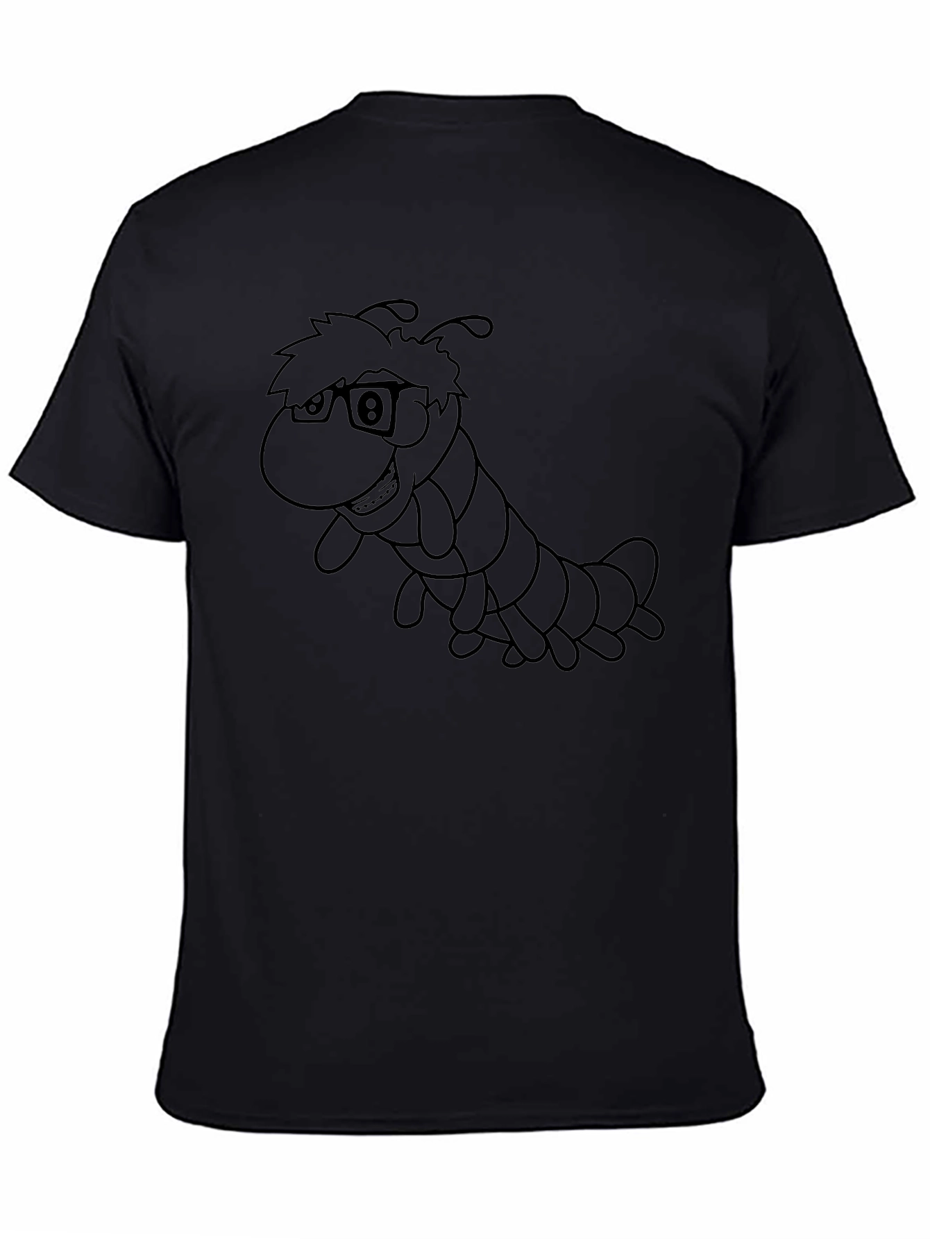 Cartoon Caterpillar Graphic Black T-Shirt
