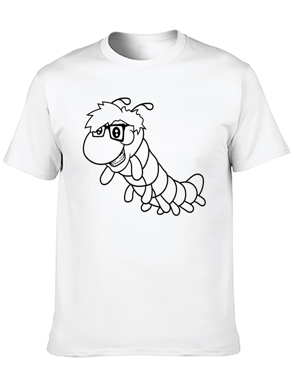Cartoon Caterpillar Graphic Black T-Shirt