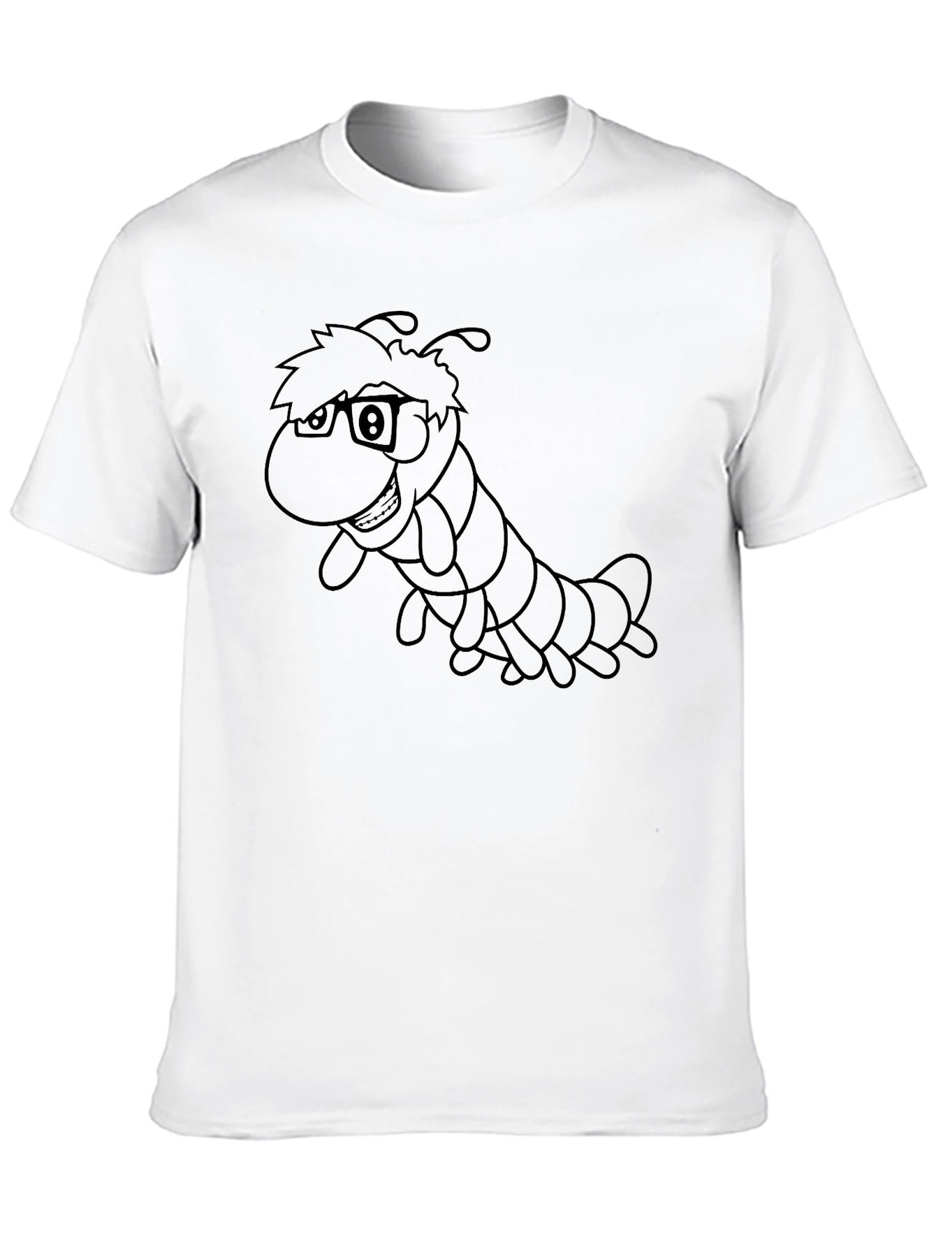 Cartoon Caterpillar Graphic Black T-Shirt