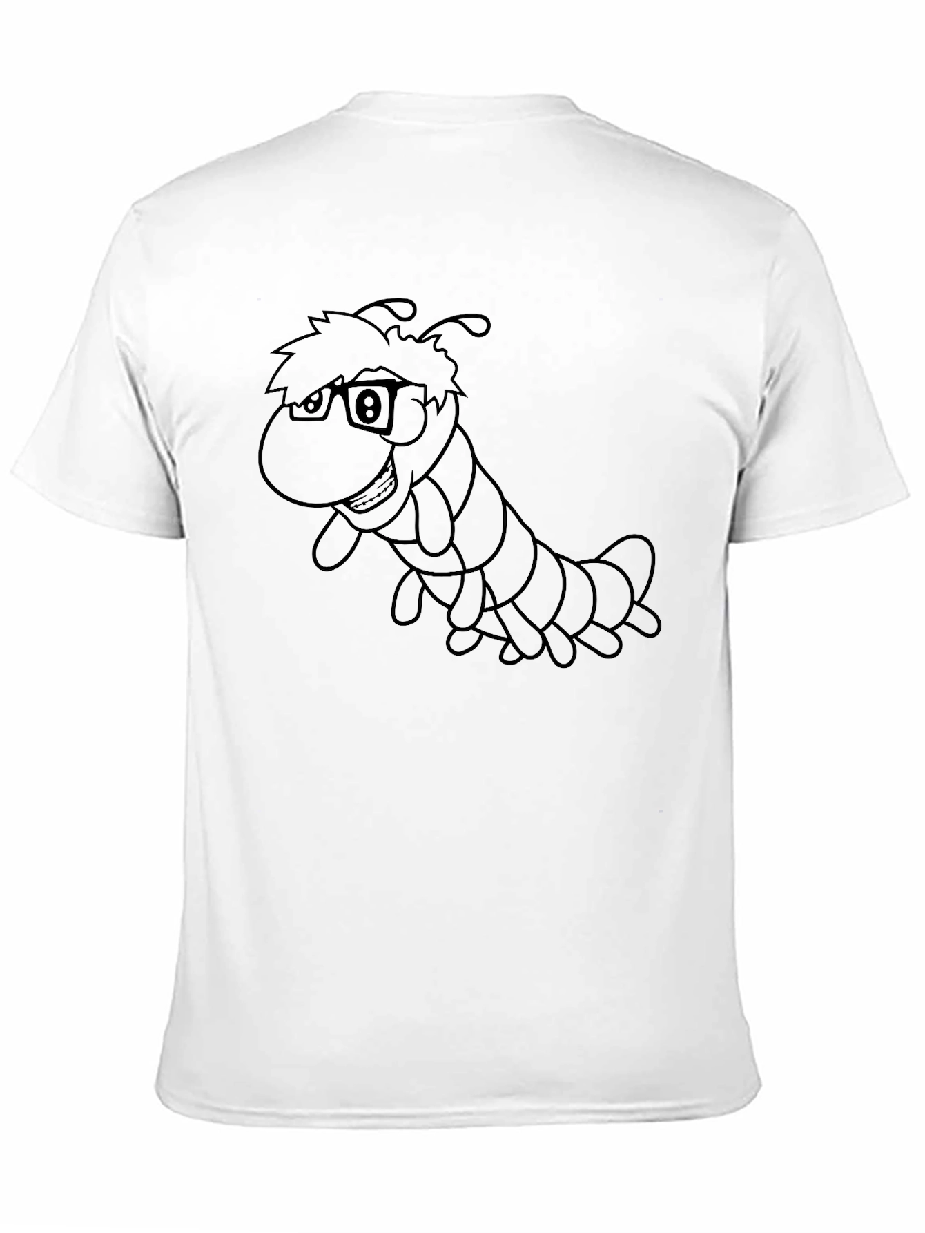 Cartoon Caterpillar Graphic Black T-Shirt