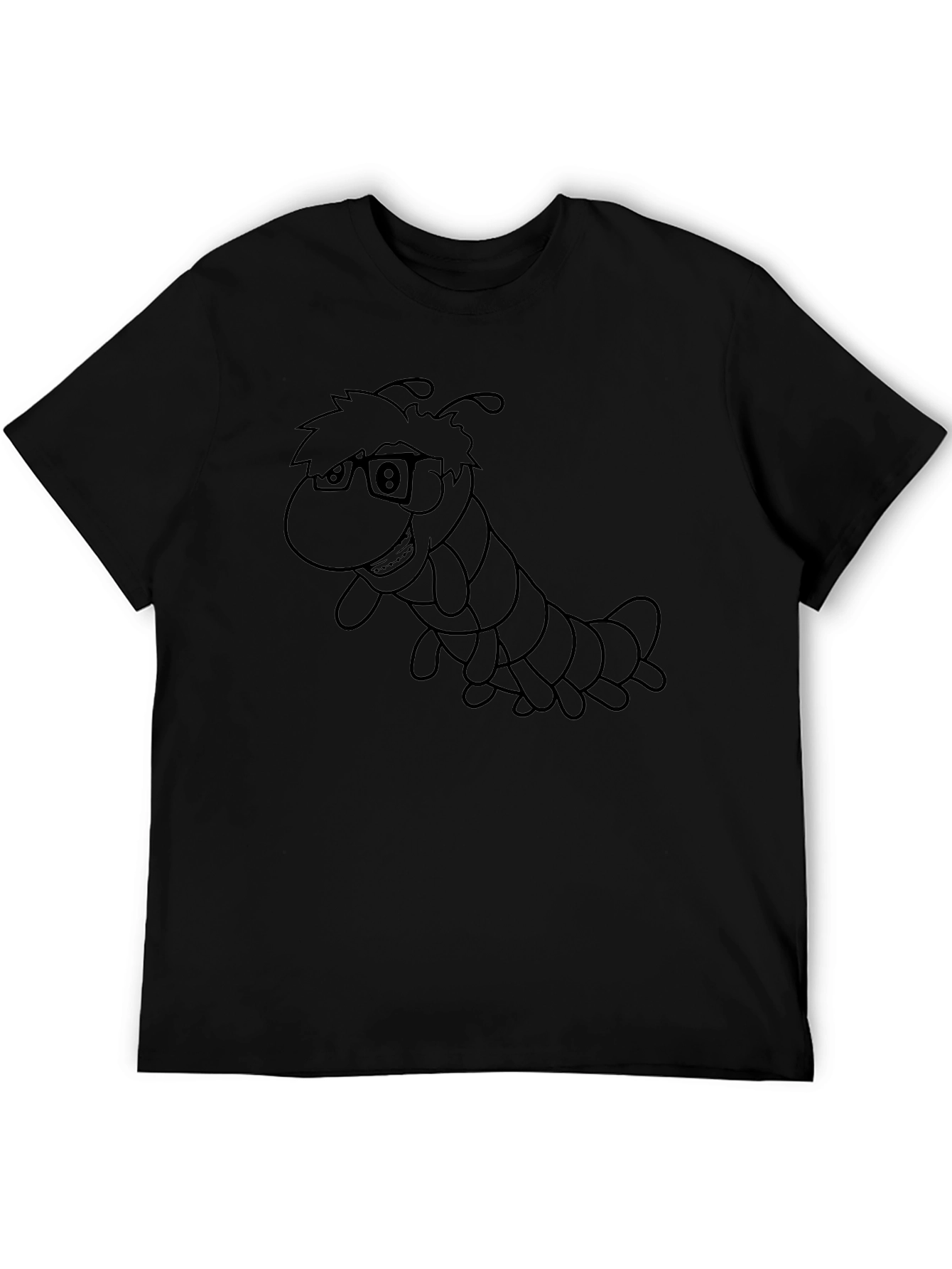Cartoon Caterpillar Graphic Black T-Shirt