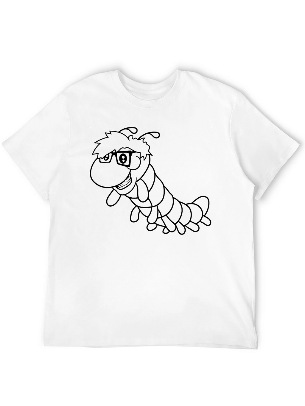 Cartoon Caterpillar Graphic Black T-Shirt