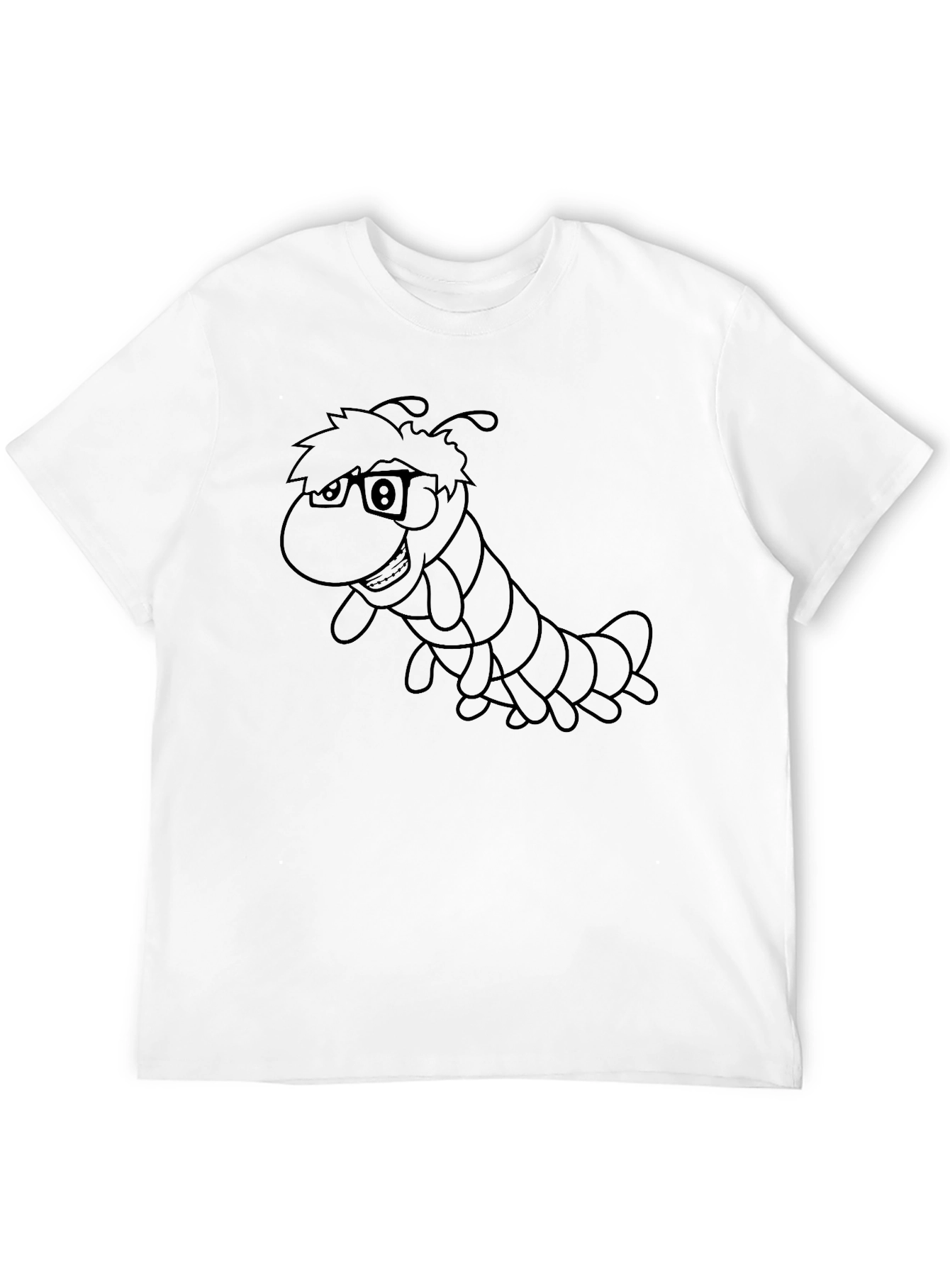 Cartoon Caterpillar Graphic Black T-Shirt