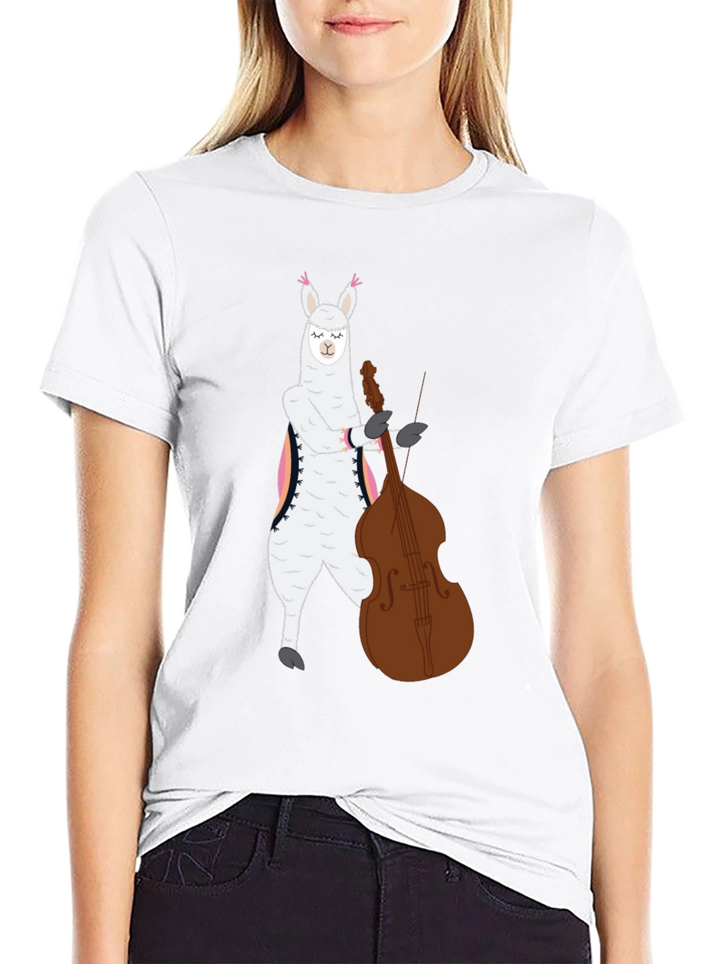 Llama Bass Player Graphic T-Shirt