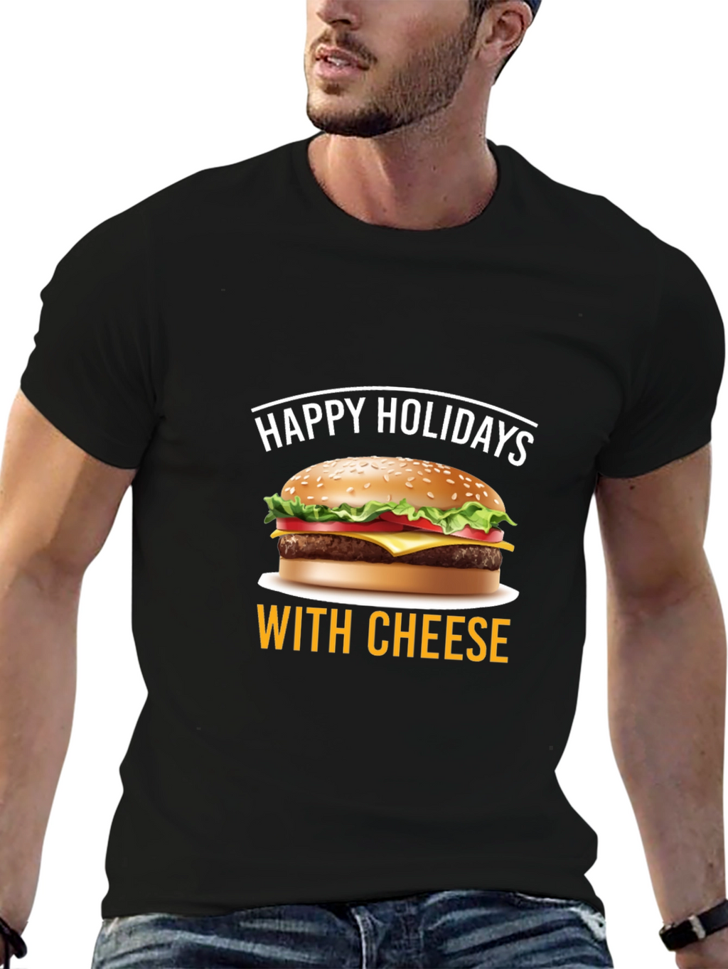Happy Holidays With Cheese T-Shirt - Black