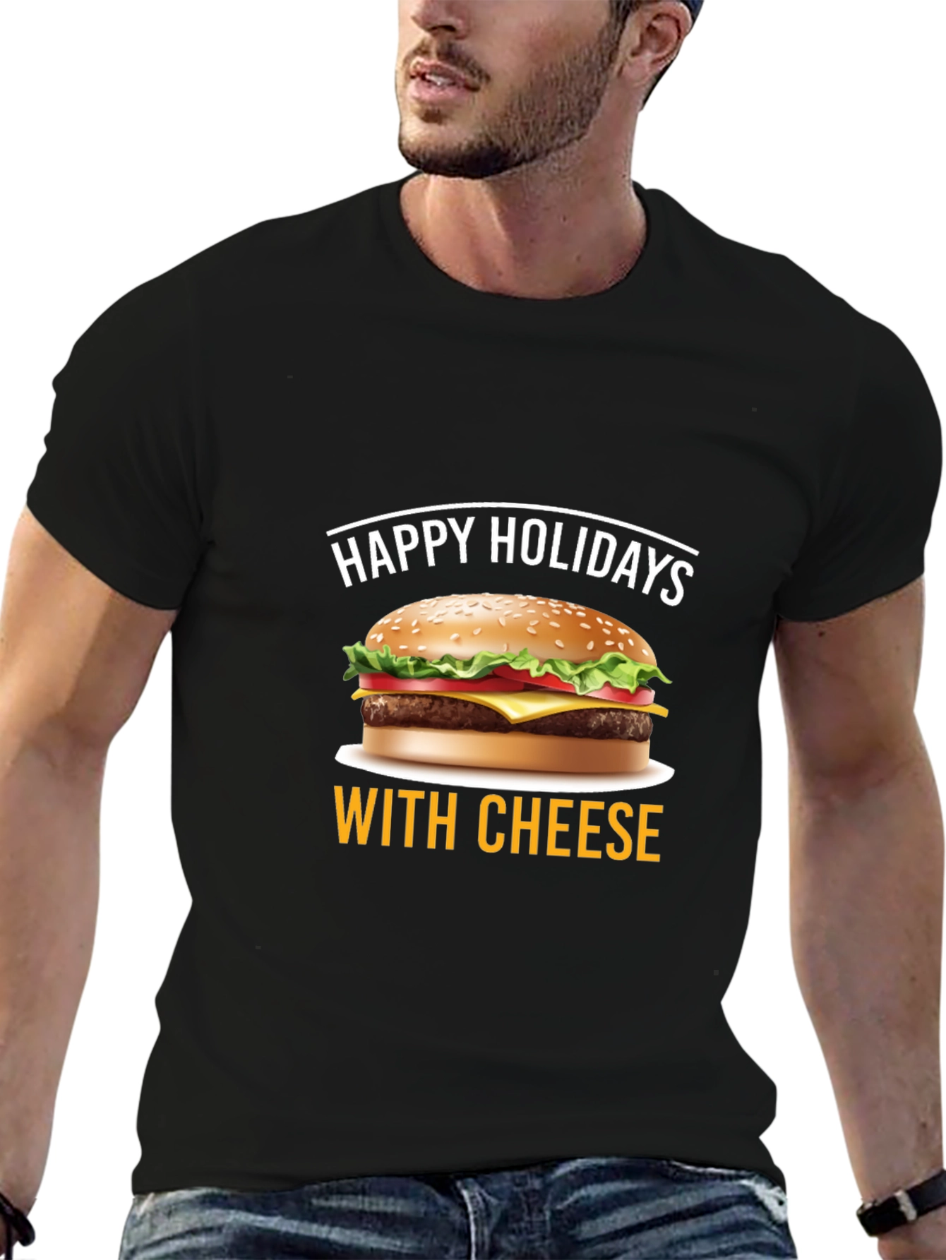 Happy Holidays With Cheese T-Shirt - Black