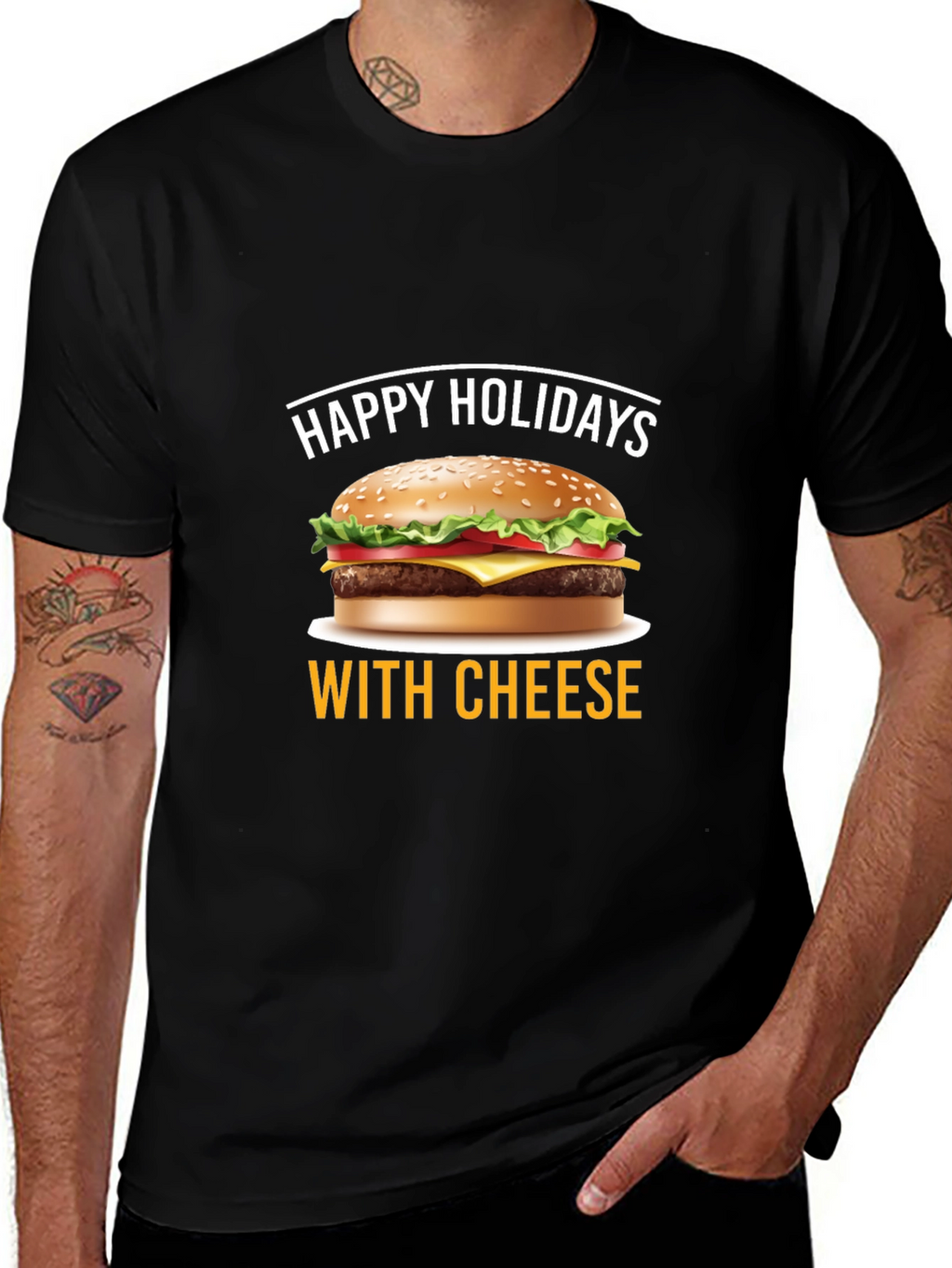 Happy Holidays With Cheese T-Shirt - Black