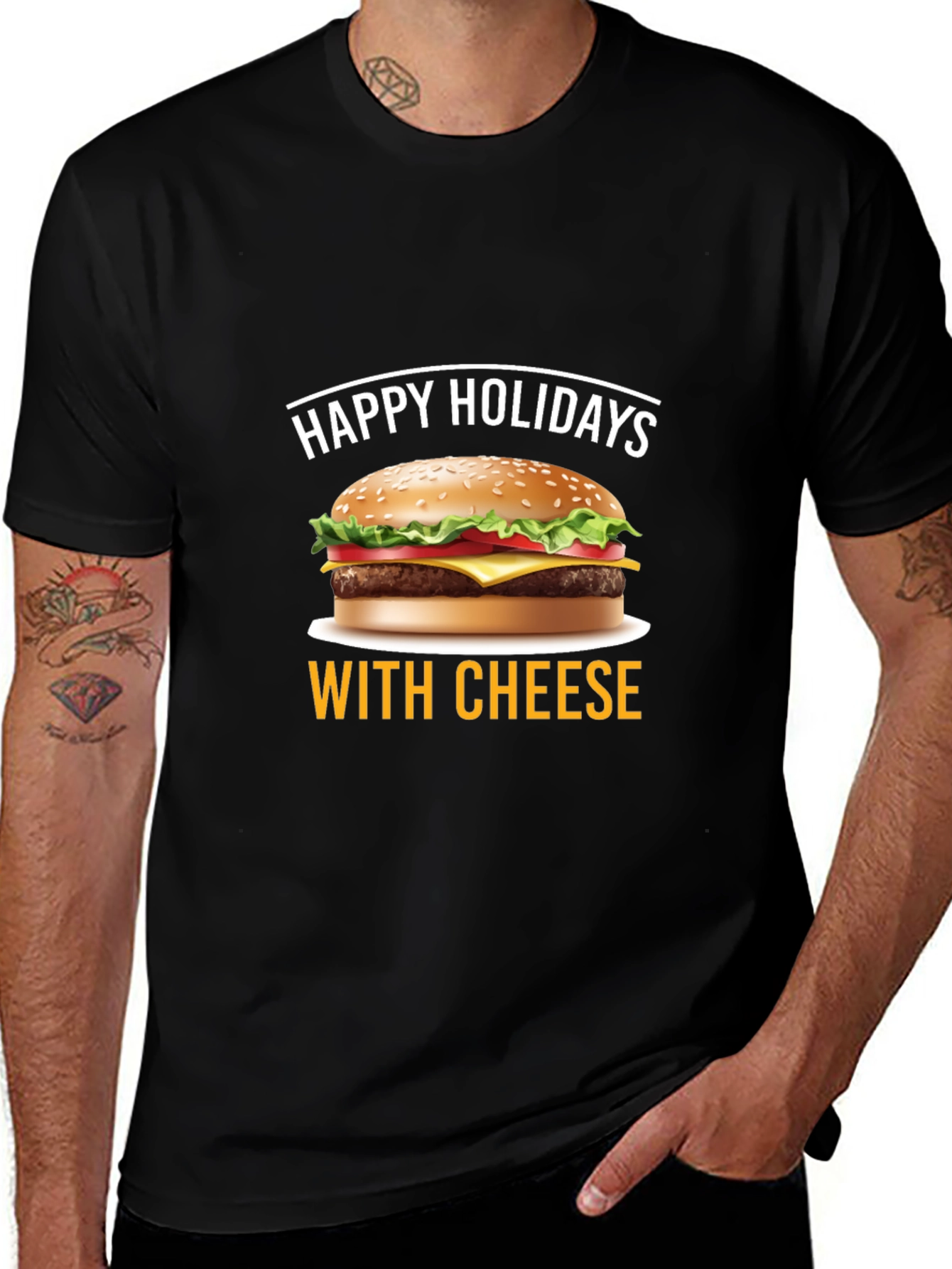 Happy Holidays With Cheese T-Shirt - Black