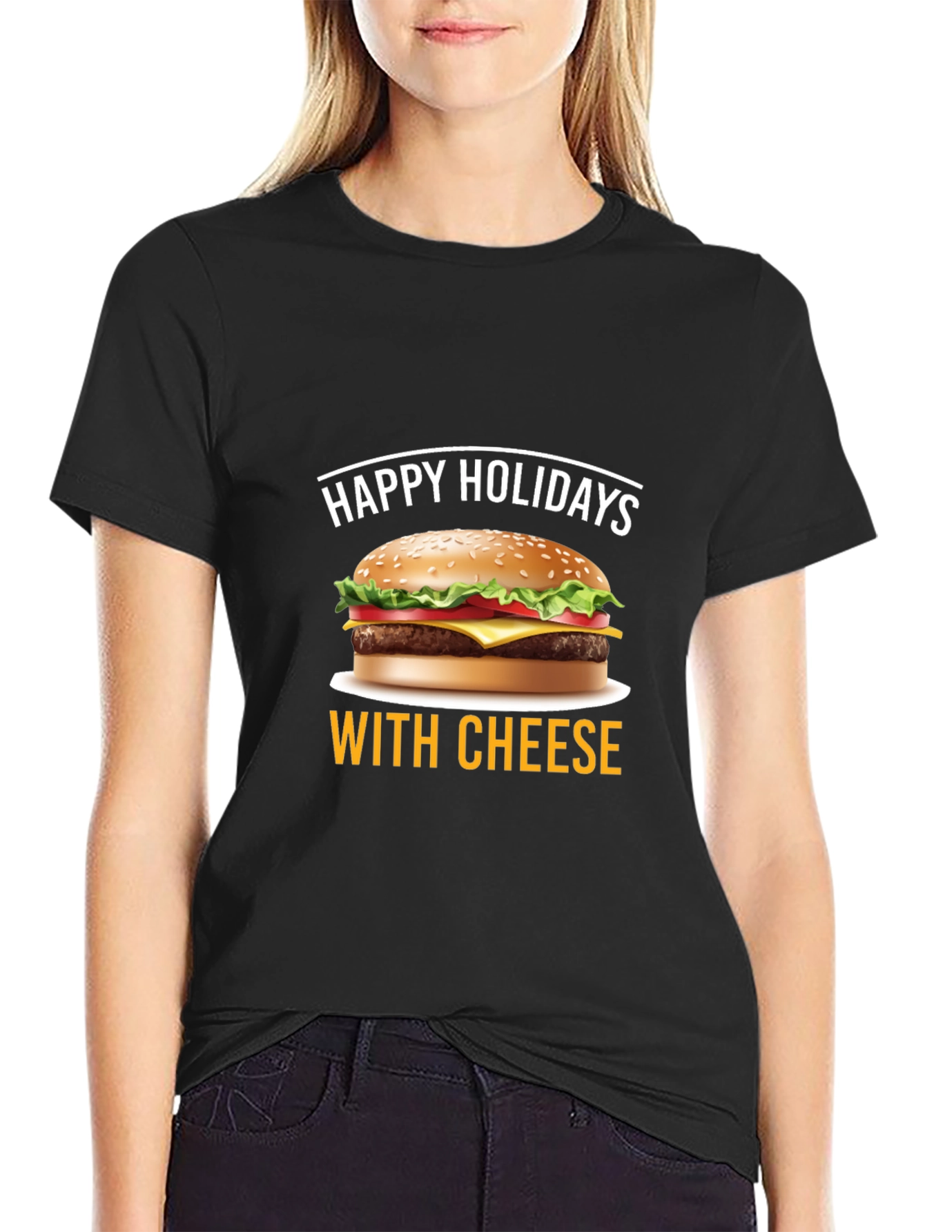 Happy Holidays With Cheese T-Shirt - Black