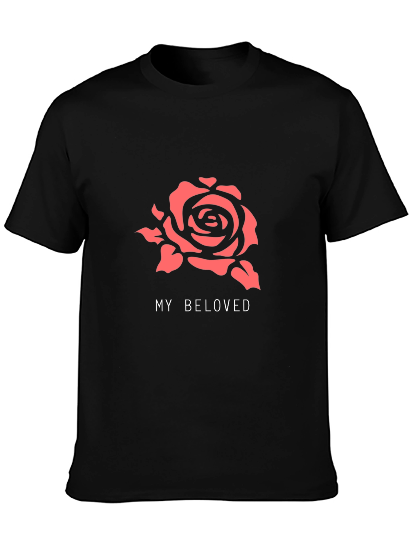 My Beloved Rose Graphic Tee - Soft Black Cotton T-Shirt